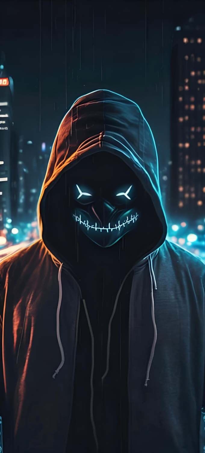 690x1500 Ghost Neon Mask IPhone Wallpaper HD, Phone