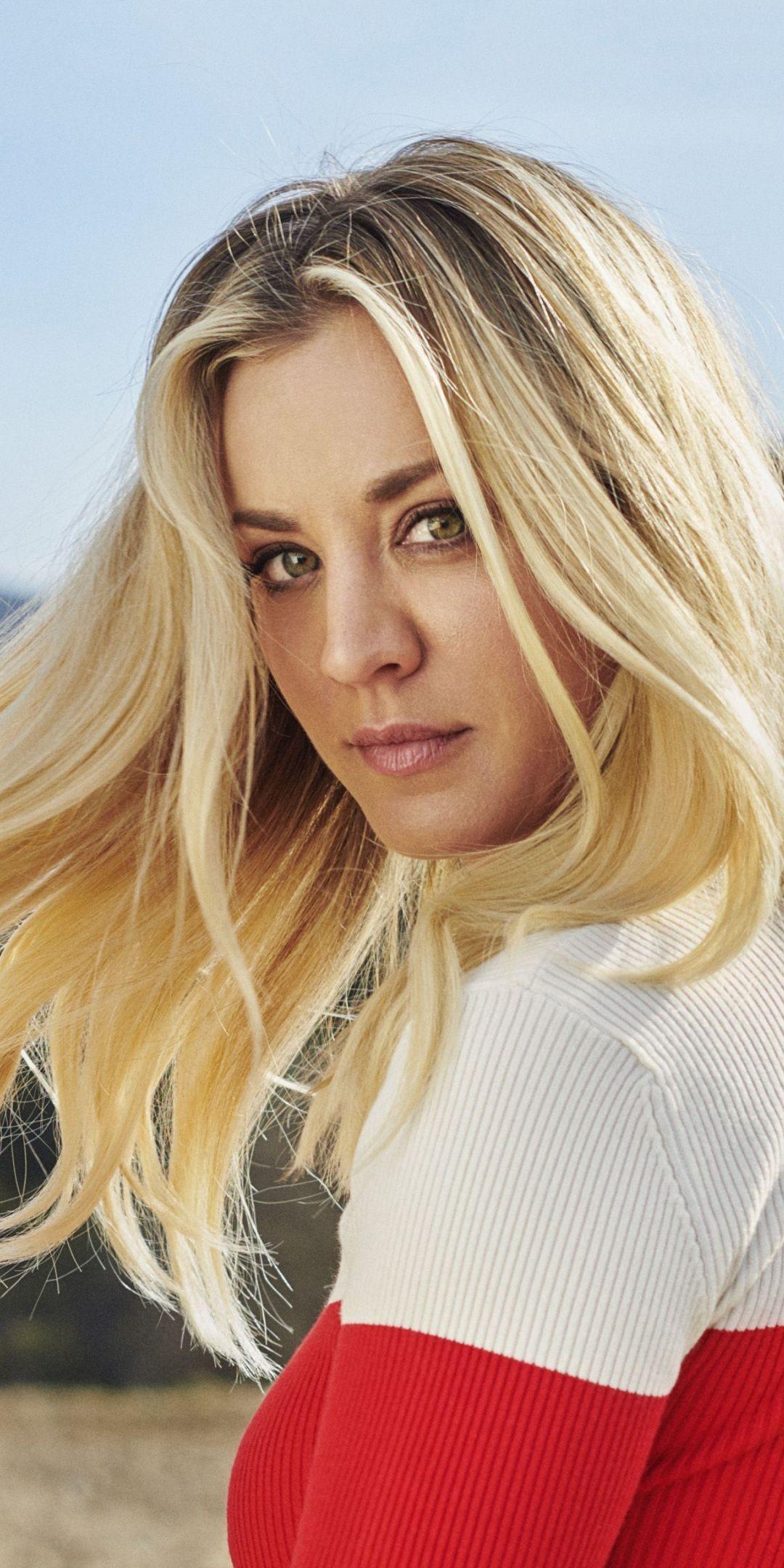 1080x2160 actress, Kaley Cuoco, outdoor,  wallpaper. Celebrity, Phone