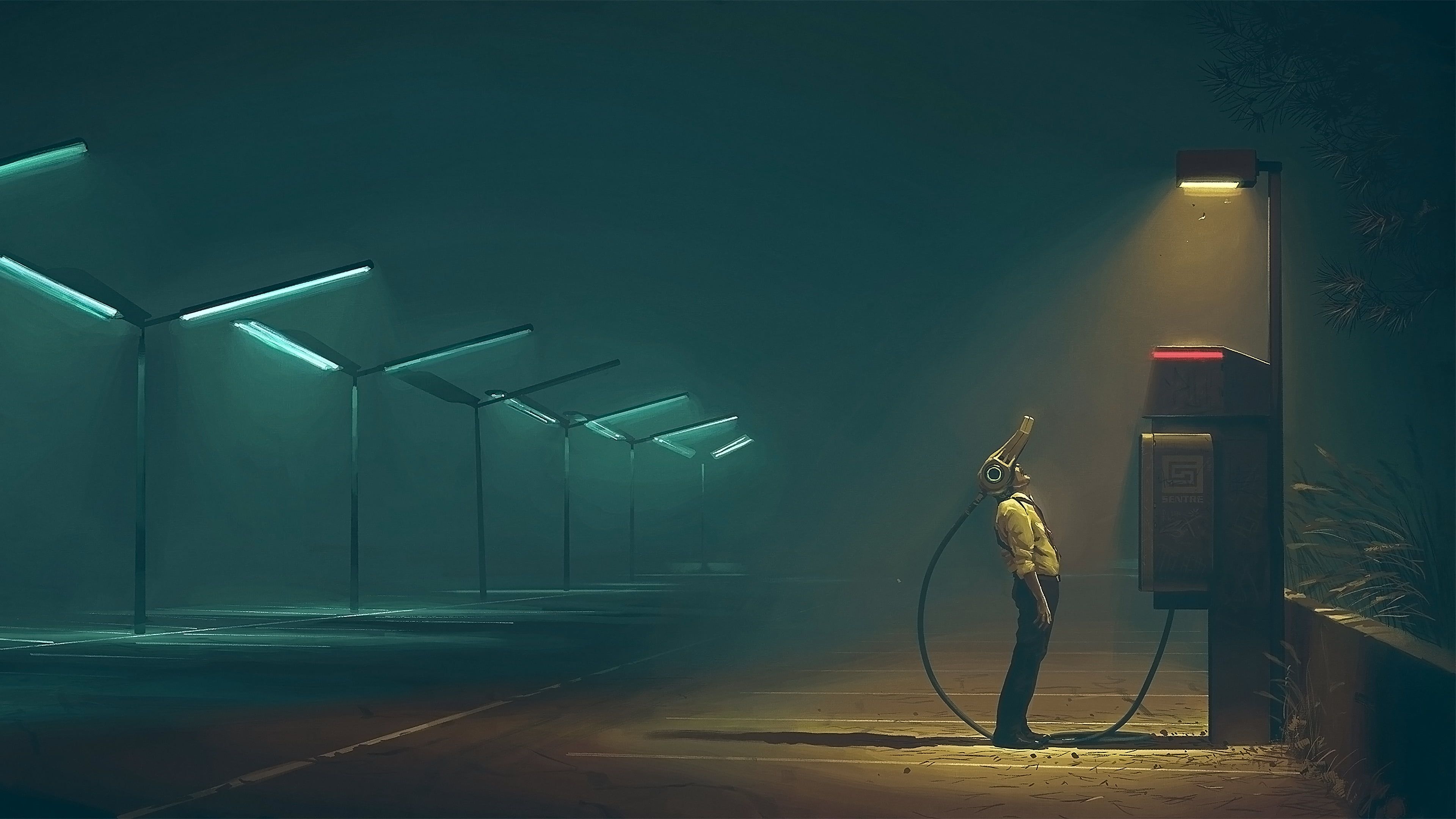 3840x2160 street light Stålenhag [], Desktop