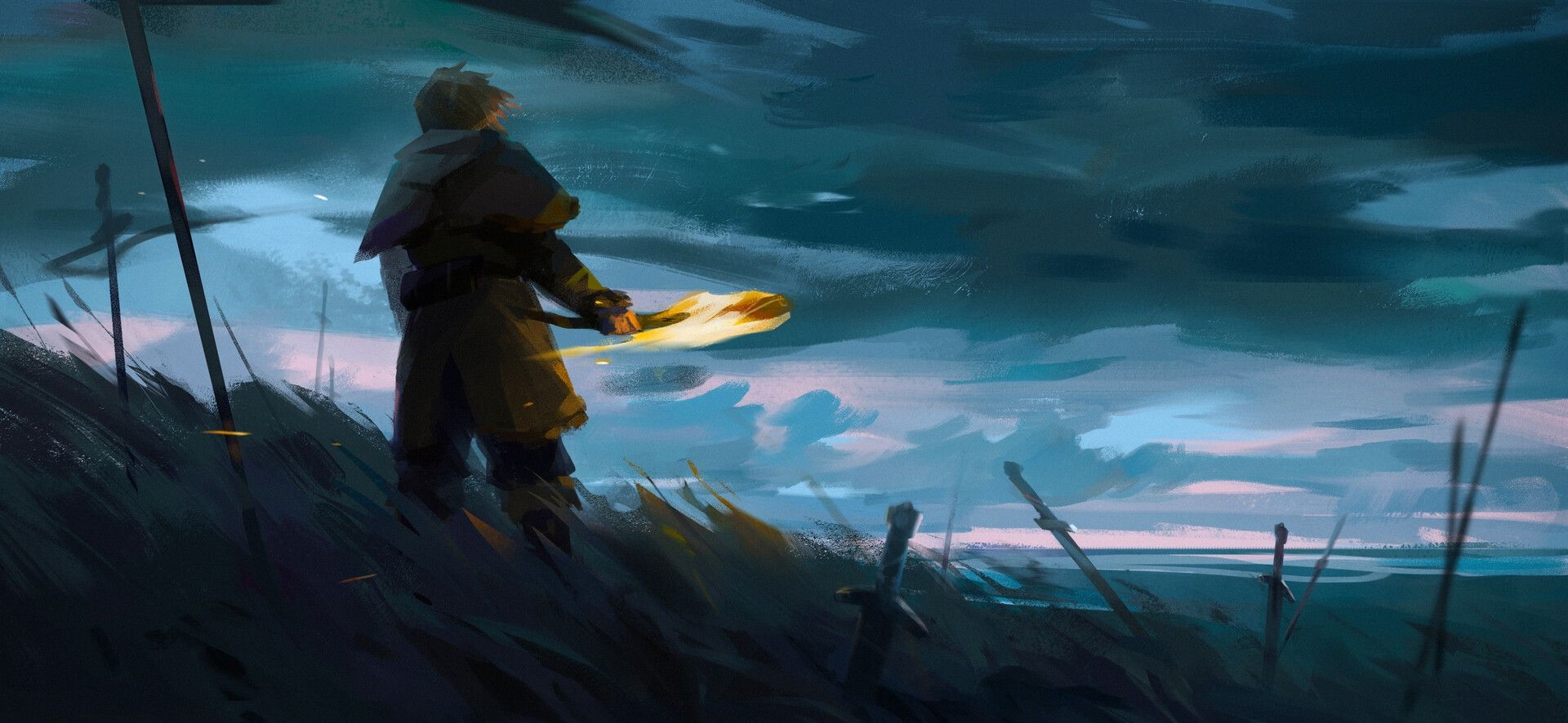 1920x890 Torches, Lana Marushchenko. Vinland saga, Vinland saga manga, Saga, Dual Screen