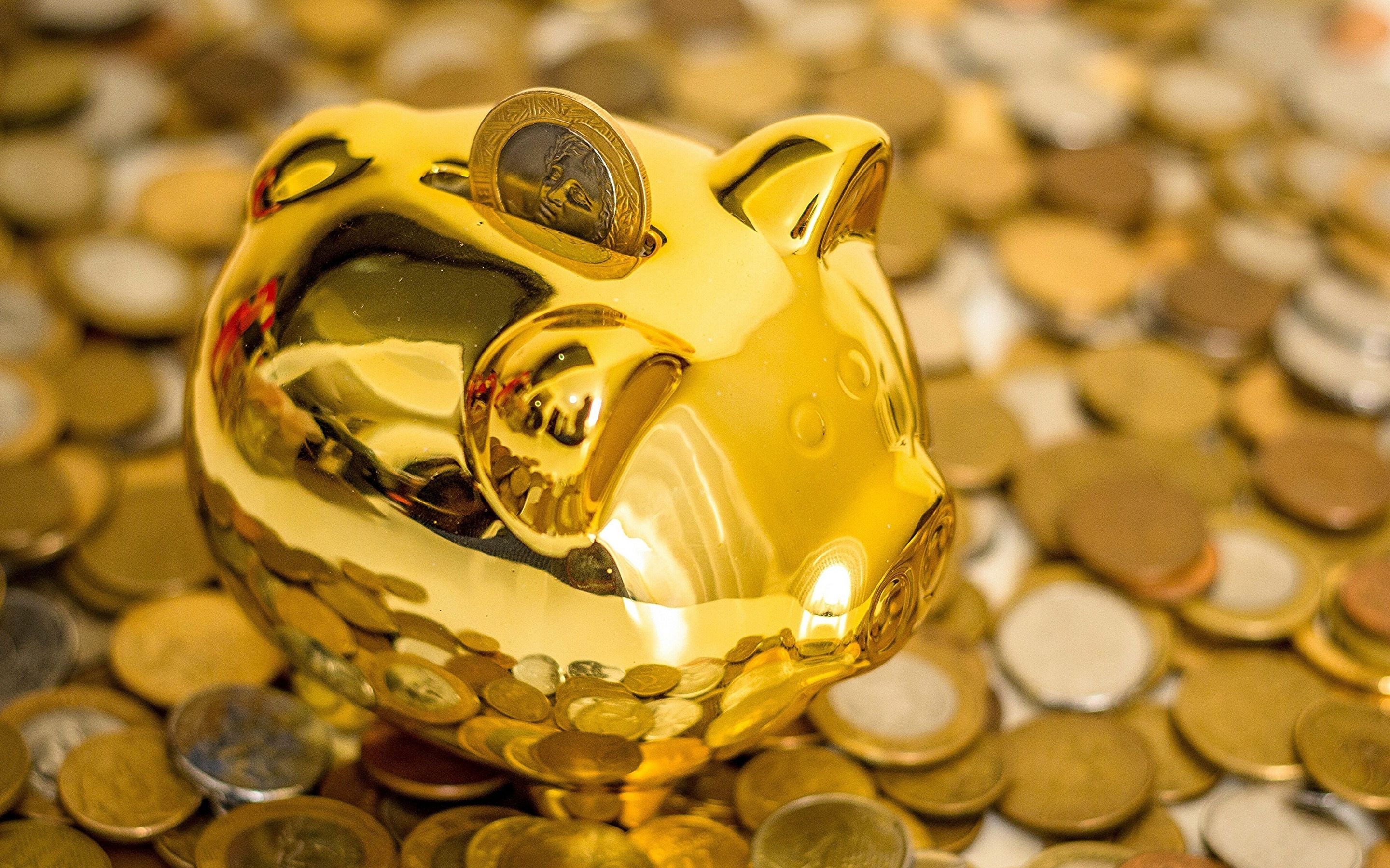 2880x1800 Download wallpaper golden piggy bank, coins, money, save money concept, deposit, piggy bank for desktop with resolution. High Quality HD picture wallpaper, Desktop