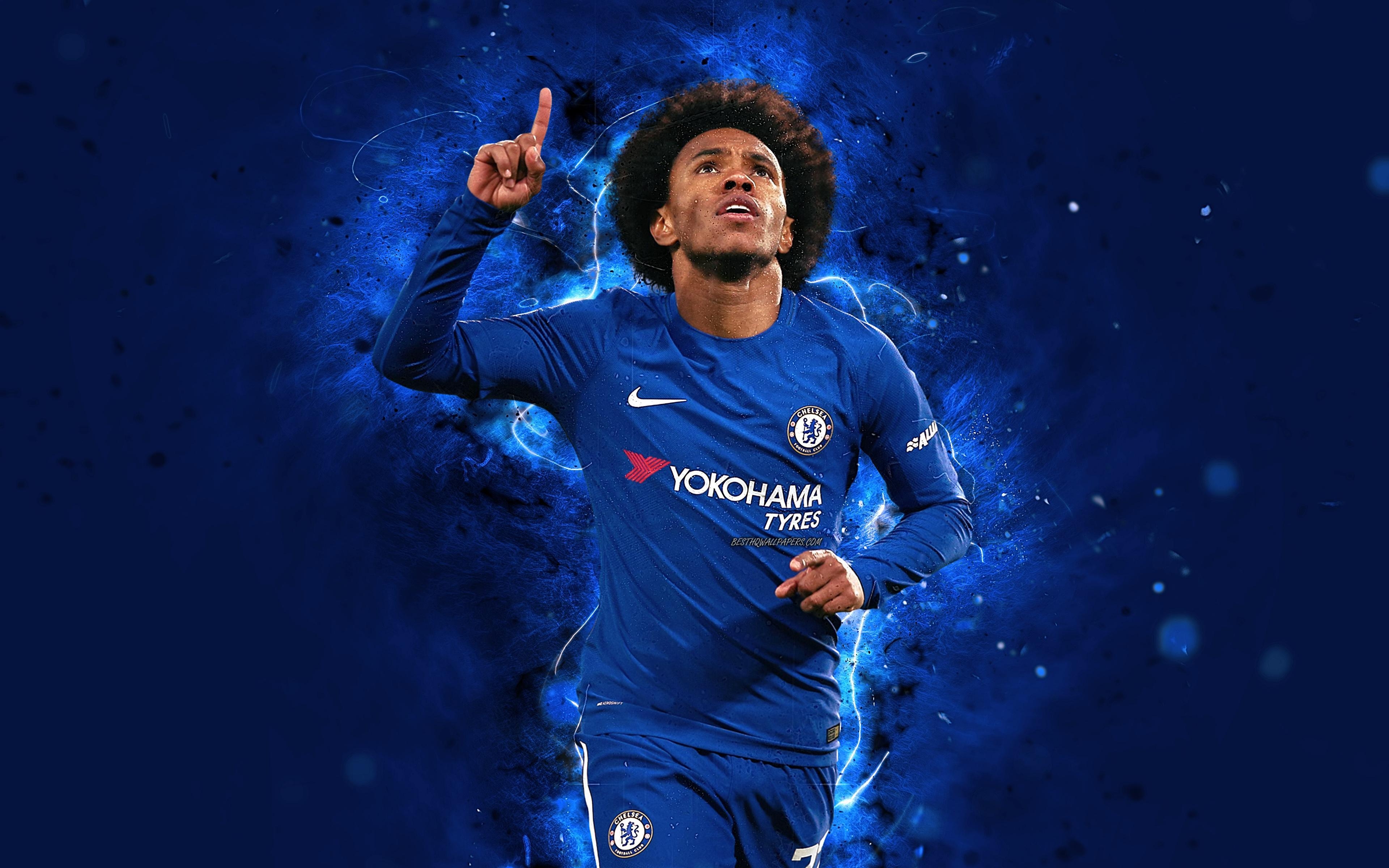 3840x2400 Download wallpaper 4k, Willian, abstract art, football stars, Desktop