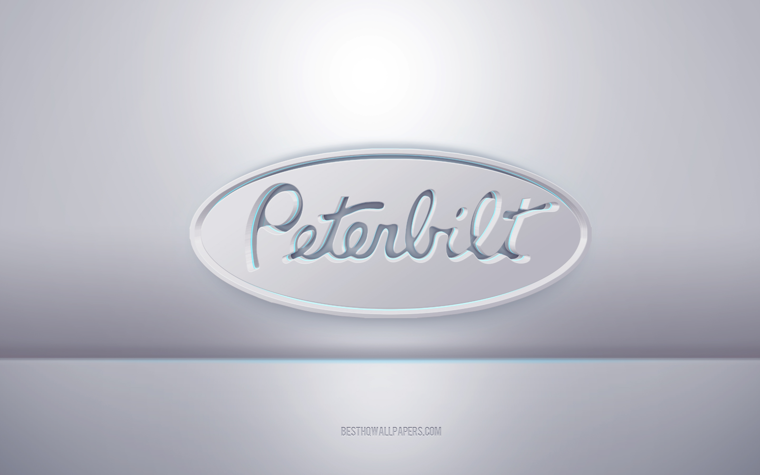 2880x1800 Download wallpaper Peterbilt 3D white logo, gray background, Peterbilt logo, creative 3D art, Peterbilt, 3D emblem for desktop with resolution. High Quality HD picture wallpaper, Desktop