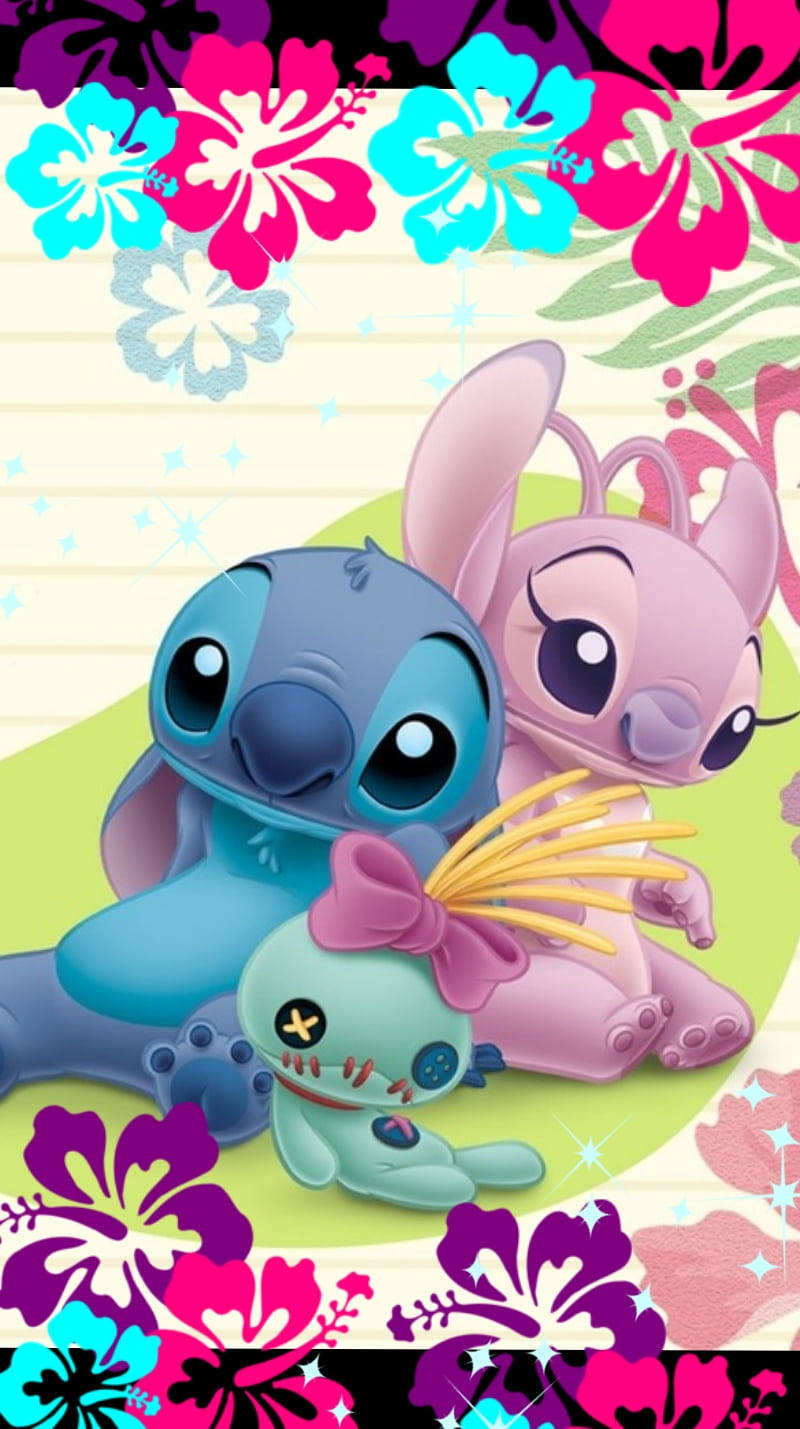 800x1430 Download Lilo And Stitch iPhone Floral Borders Wallpaper, Phone