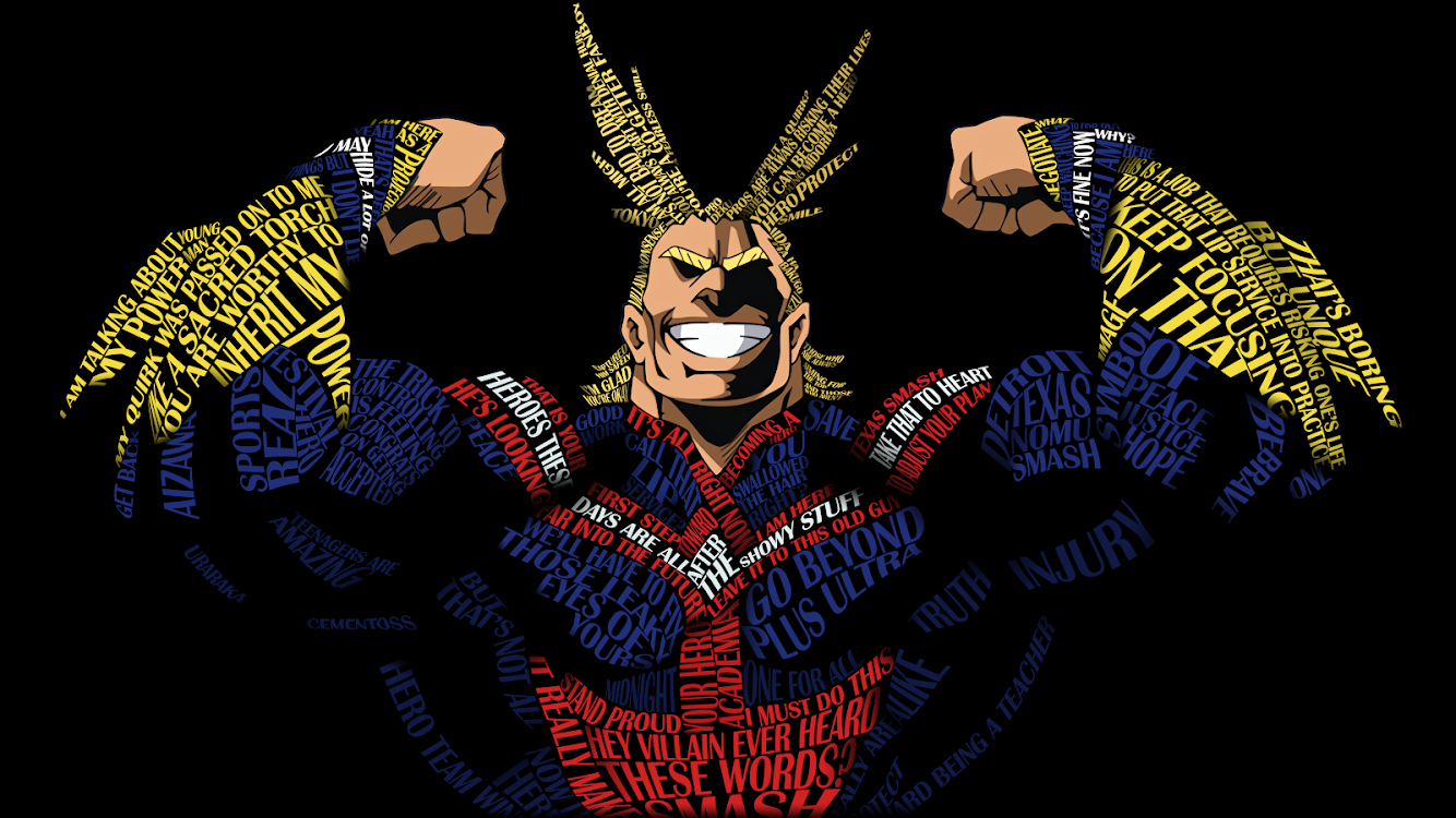 1340x750 All Might Wallpaper Constructed With Season 1 2 Quotes!, Desktop