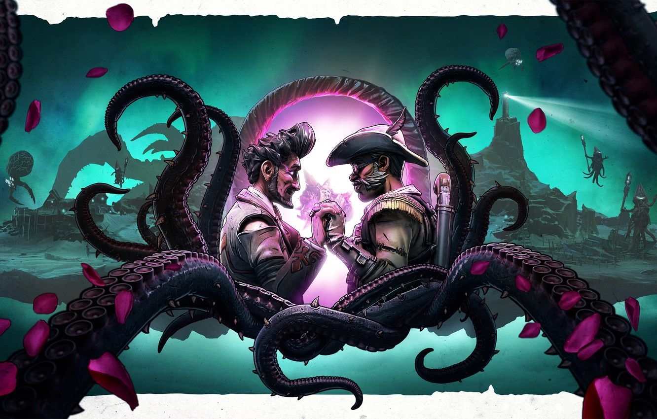 1340x850 Wallpaper tentacles, two, Borderlands, Borderlands - for desktop, section игры, Desktop