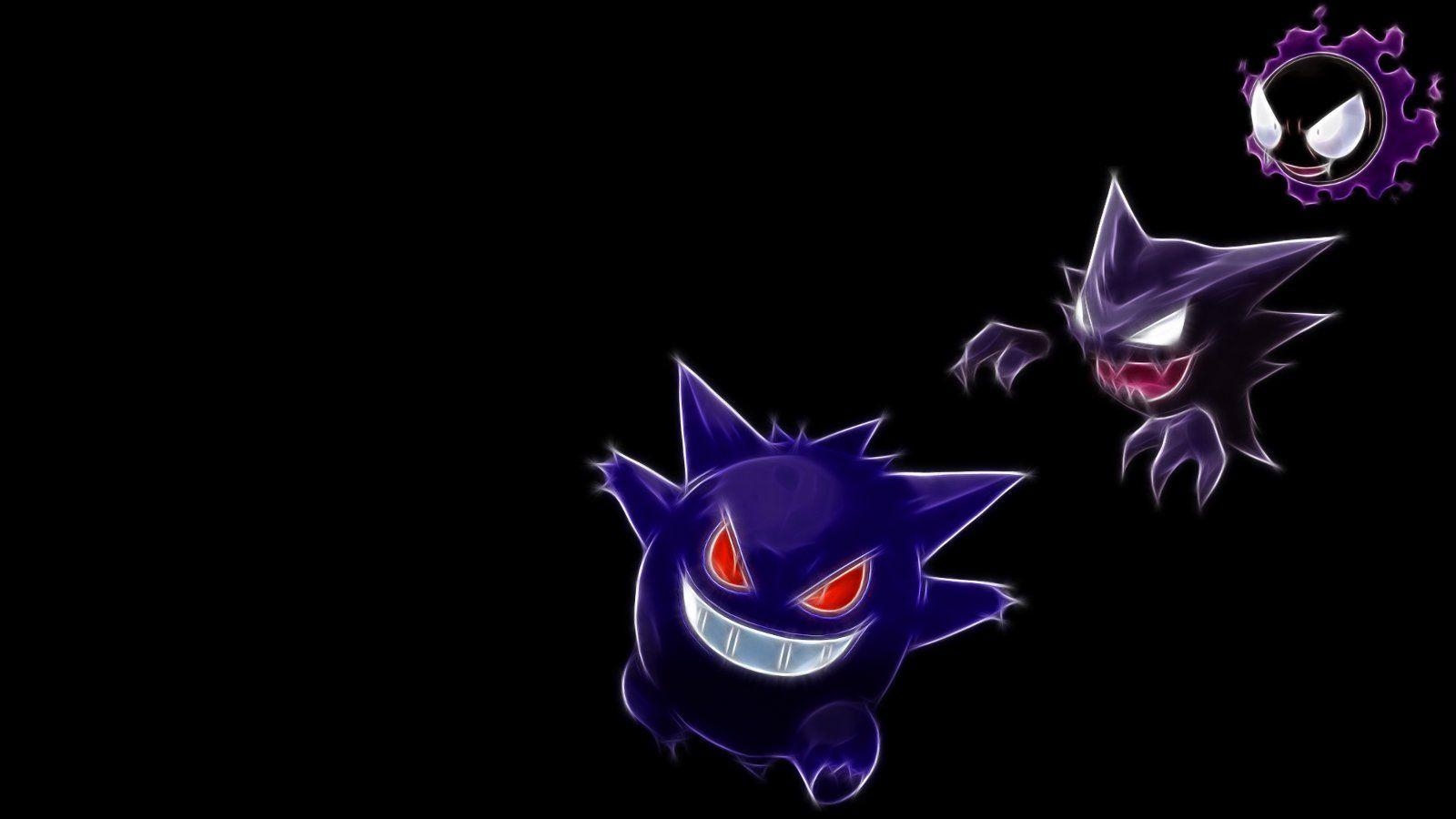 1600x900 Pokemon Gengar Haunter Ghastly black background wallpaperx900, Desktop