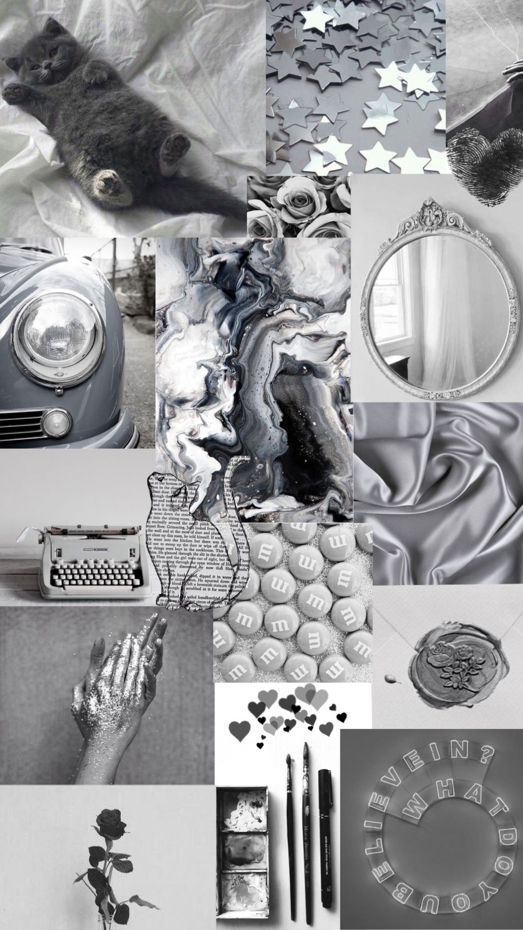 1080x1920 Black And Grey Aesthetic Collage Wallpaper, Phone