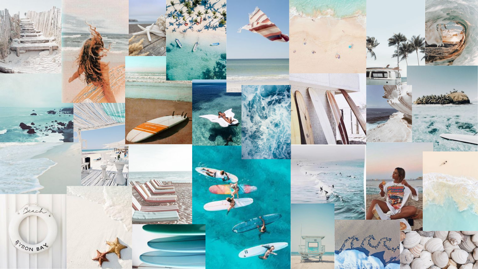 1920x1080 Blue and White Beach Aesthetic. Aesthetic desktop wallpaper, Pink wallpaper desktop, Cute desktop wallpaper, Desktop