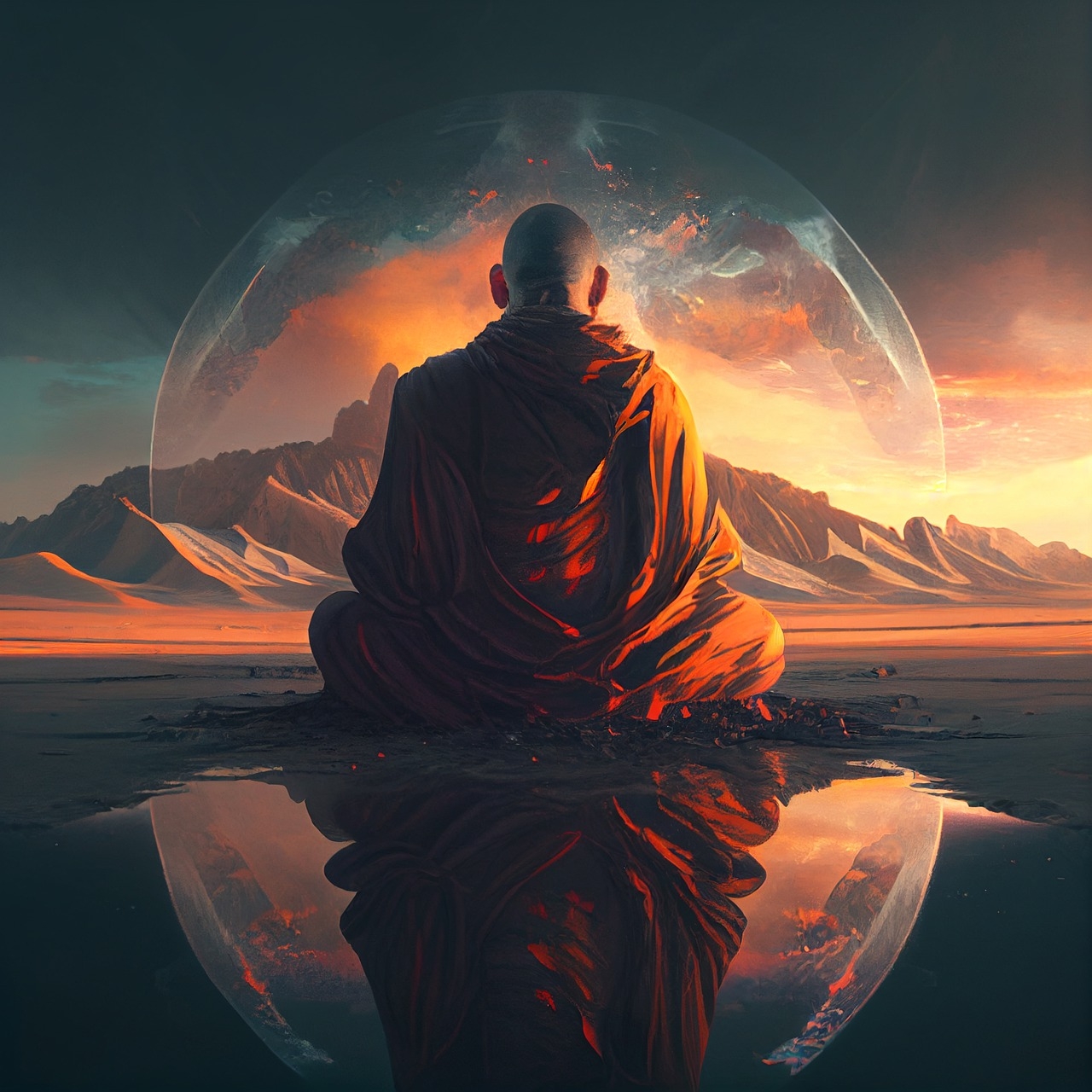 1280x1280 Download Monk Meditation Buddhism Royalty Free Stock Illustration Image, Phone