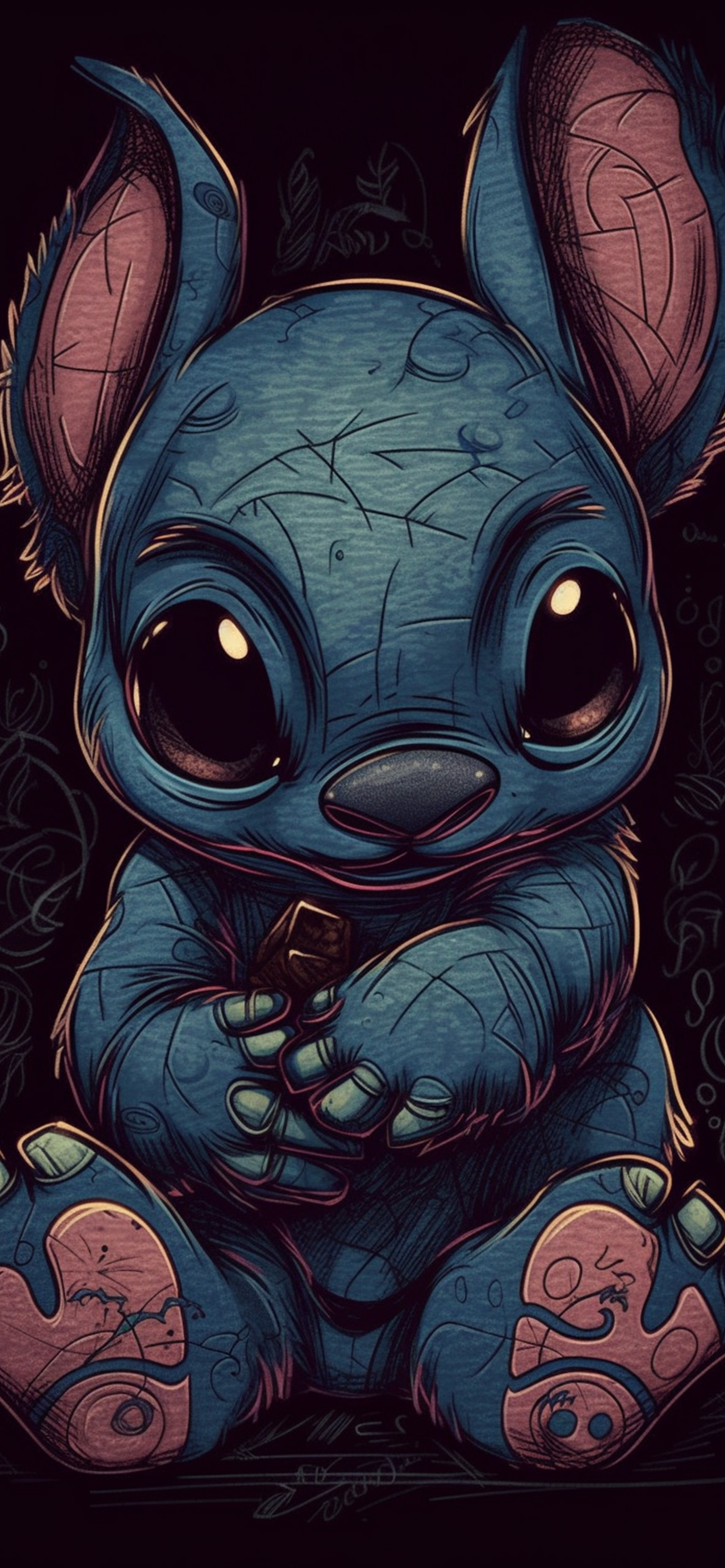 1190x2560 Stitch Dark Aesthetic Wallpaper Stitch Wallpaper for iPhone, Phone