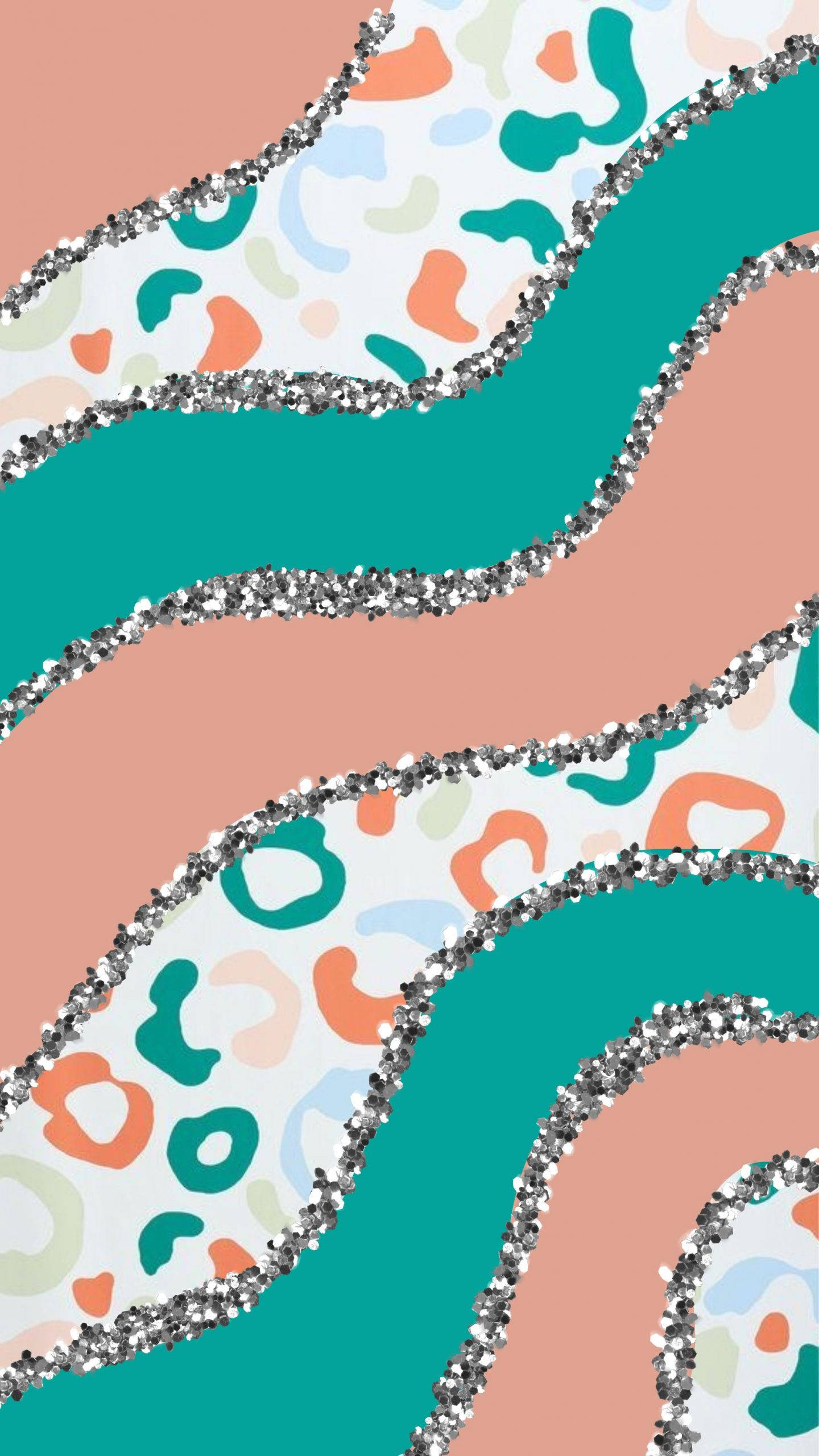 1440x2560 Download Orange And Green Leopard Wave Preppy PFP Wallpaper, Phone