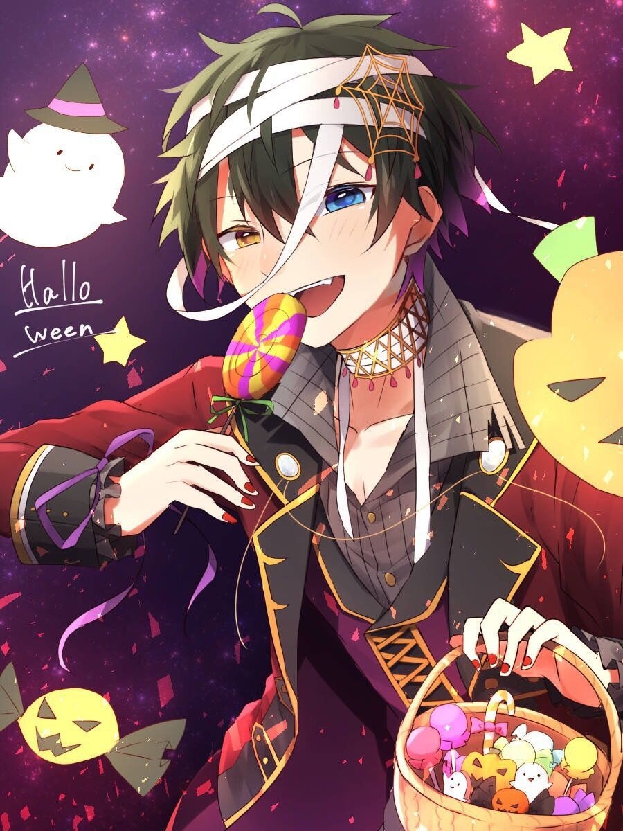 900x1200 Trick or Treat.evenl when it isnt halloween he's still cute. Anime halloween, Cute anime boy, Kawaii anime, Phone