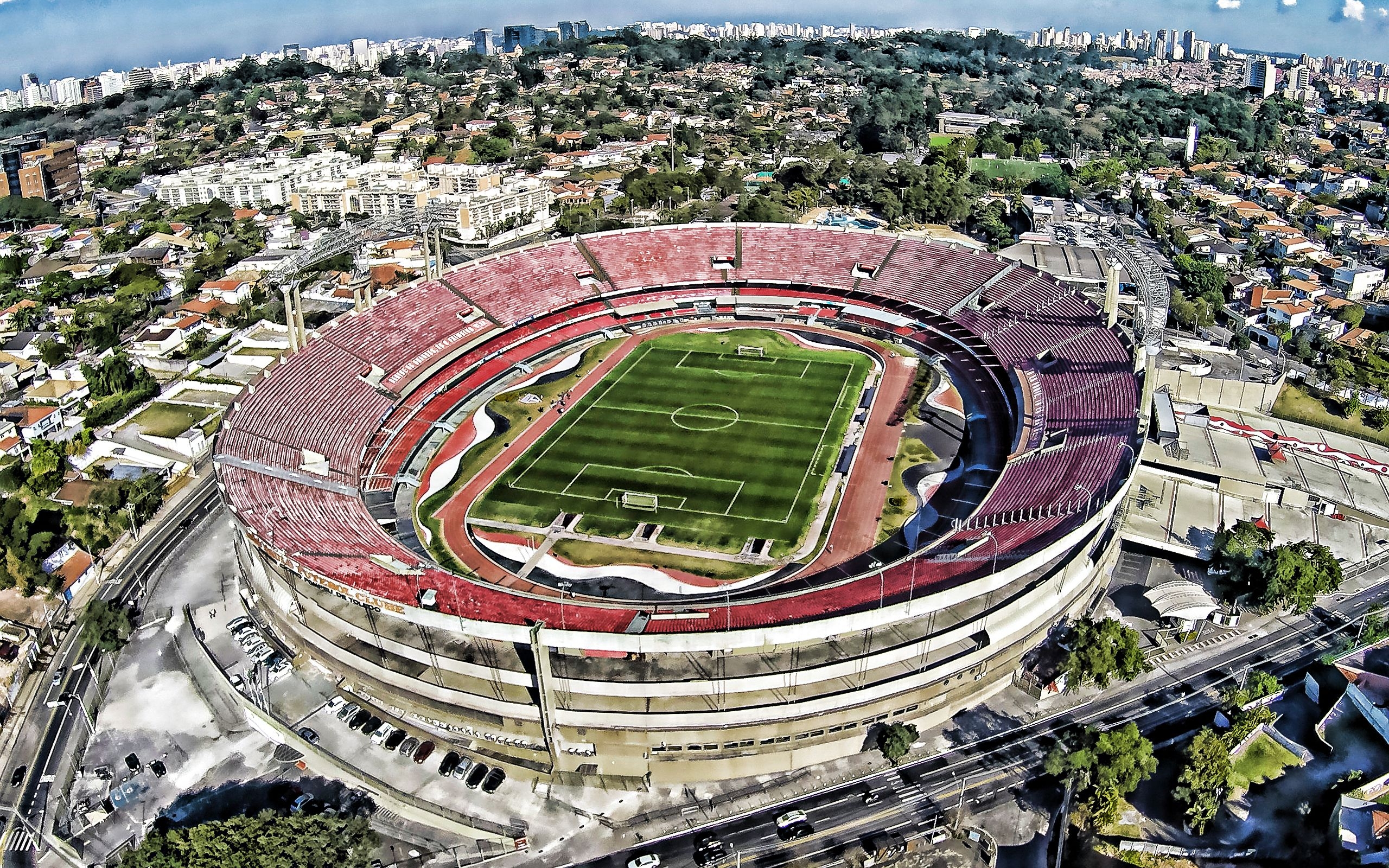 2560x1600 Download wallpaper Morumbi, Brazilian football stadium, top view, Desktop