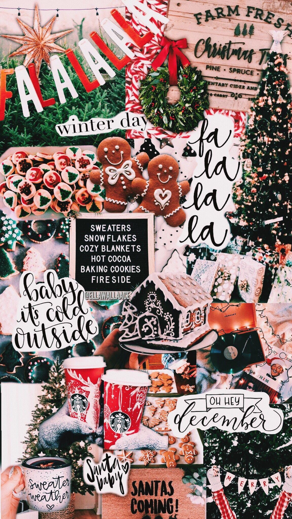 1160x2050 Winter Aesthetics Aesthetic Christmas Collage Wallpaper, Phone