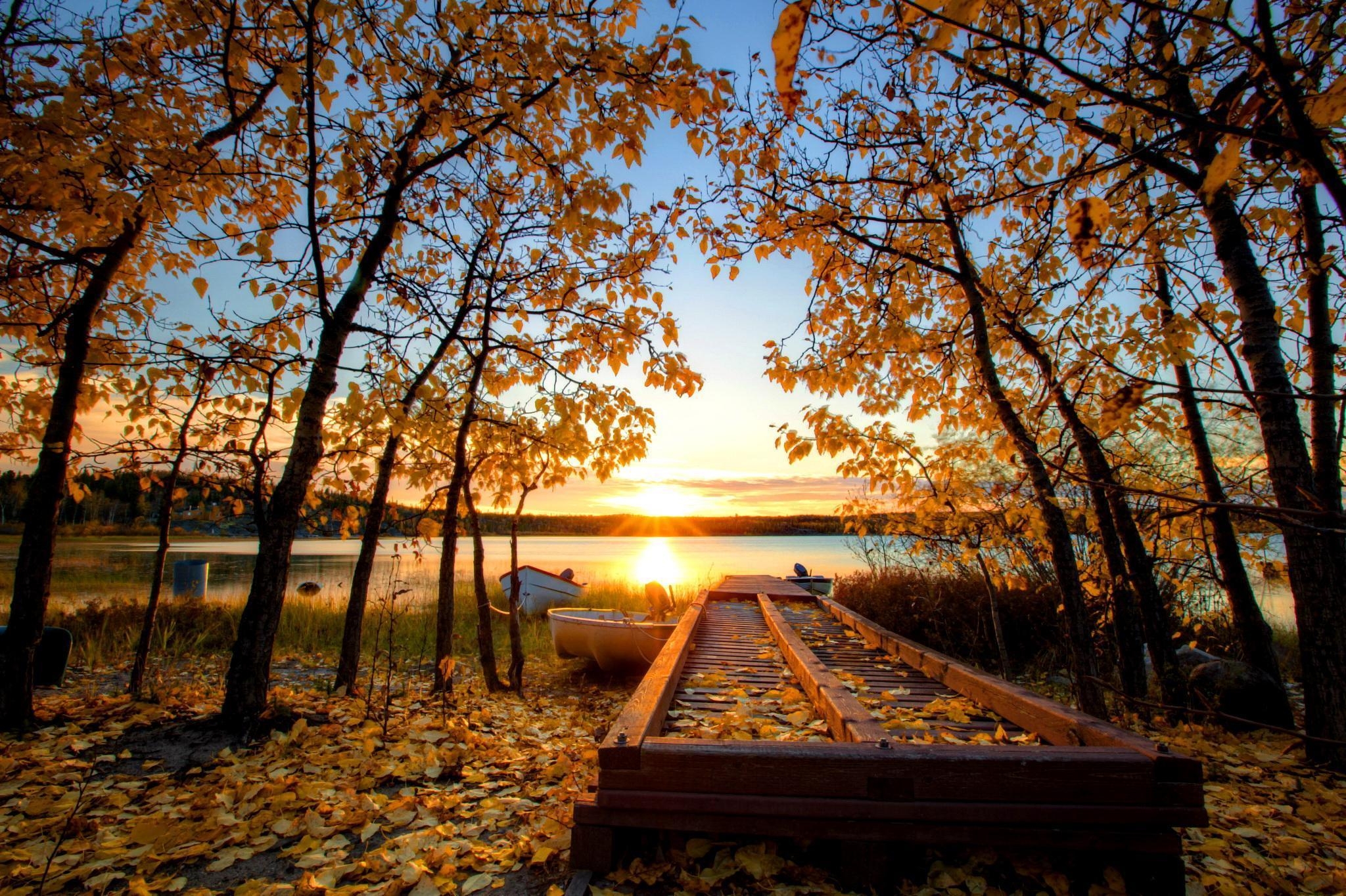 2050x1370 Autumn Sun Over The Riverbank HD desktop wallpaper, Widescreen, Desktop