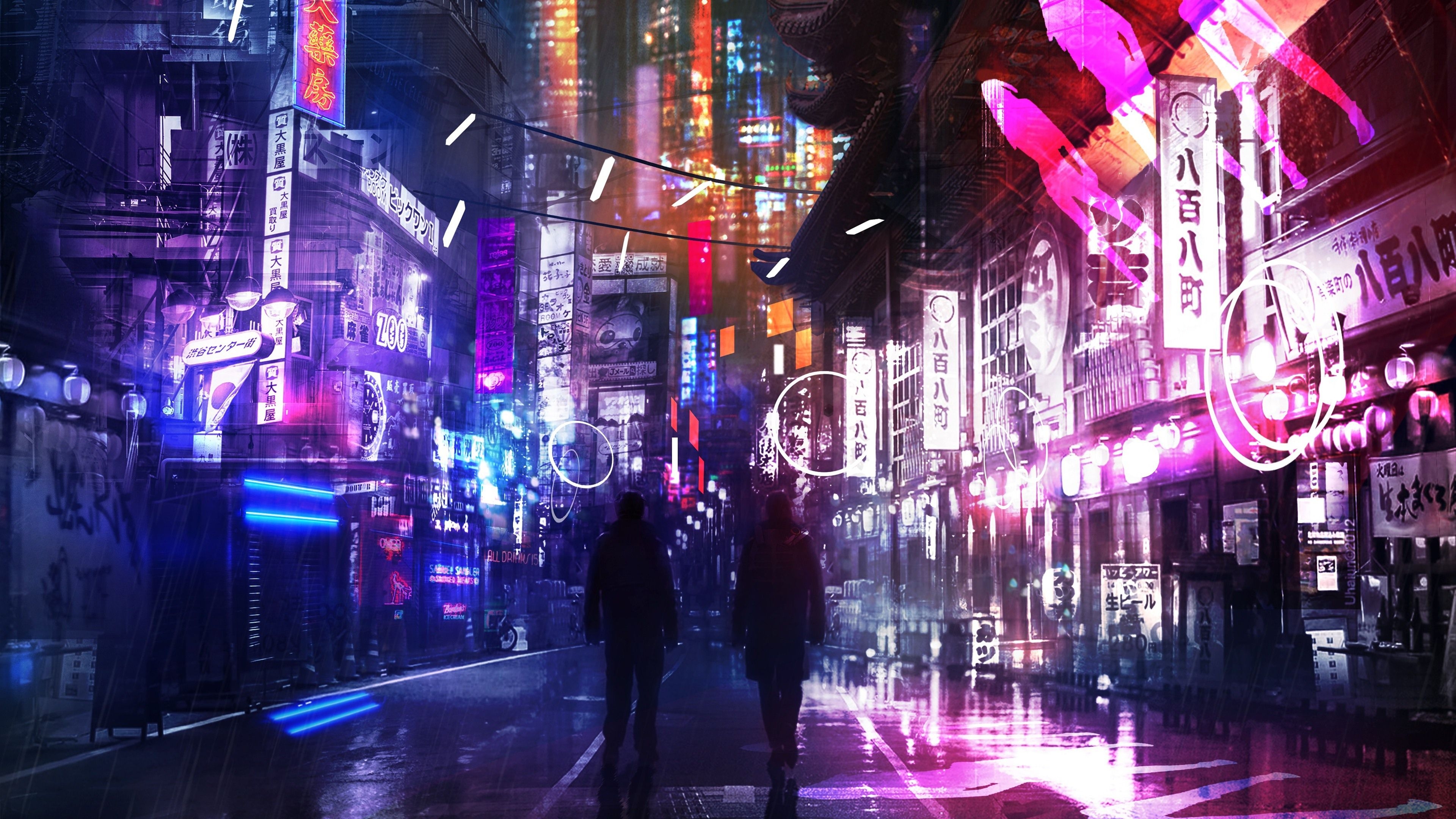 3840x2160 Anime Neon City 4K Wallpaper HD.line.17qq.com, Desktop