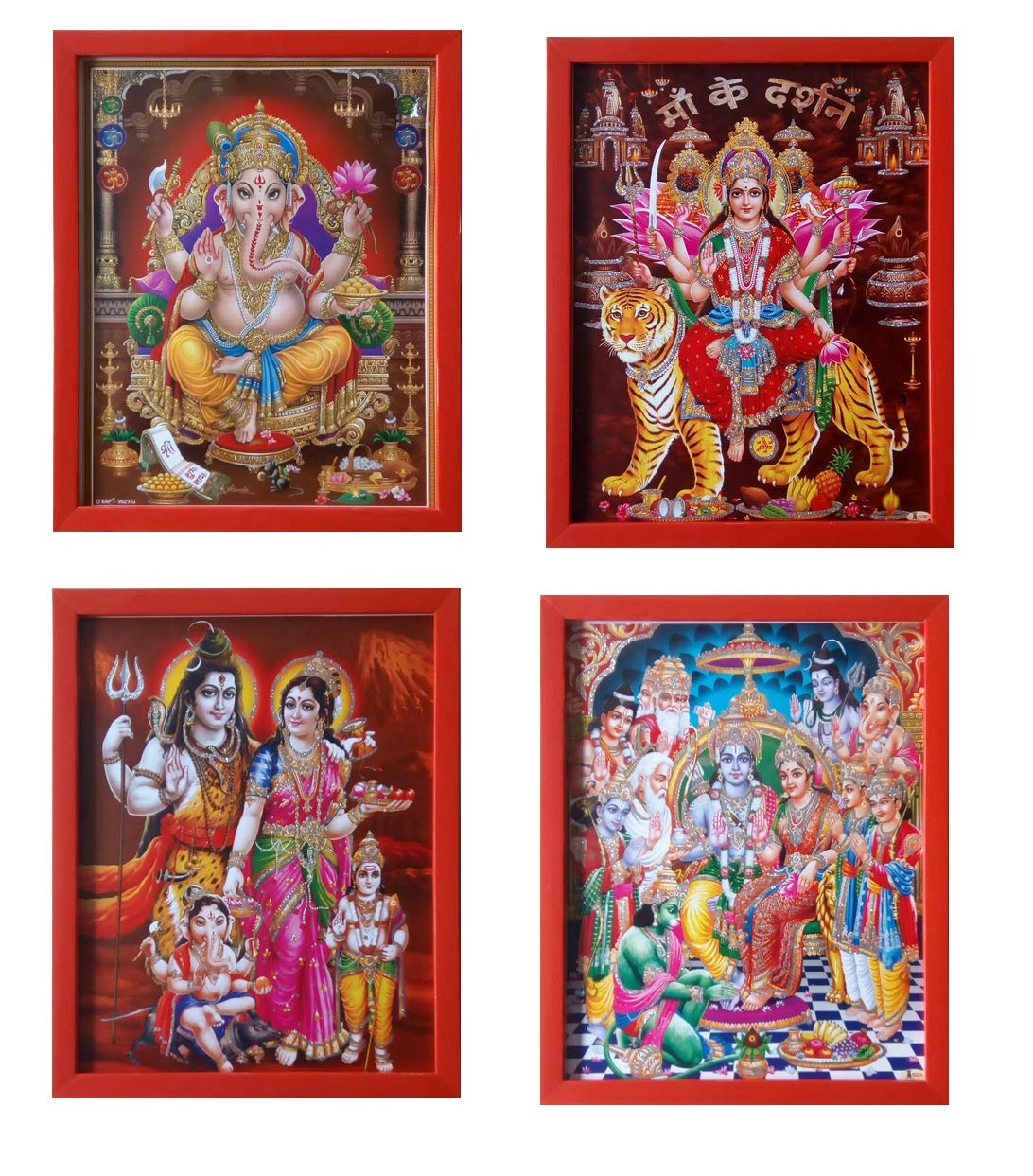 1100x1250 Buy Shree Handicraft Lord Ganesha Painting Frame Ramdarbar with Durga Maa Shiva Shiv Parivar Photo Frames Set of 5 (Each Size: 24 x 30 x 1 cm) Online at Low Prices in India, Phone