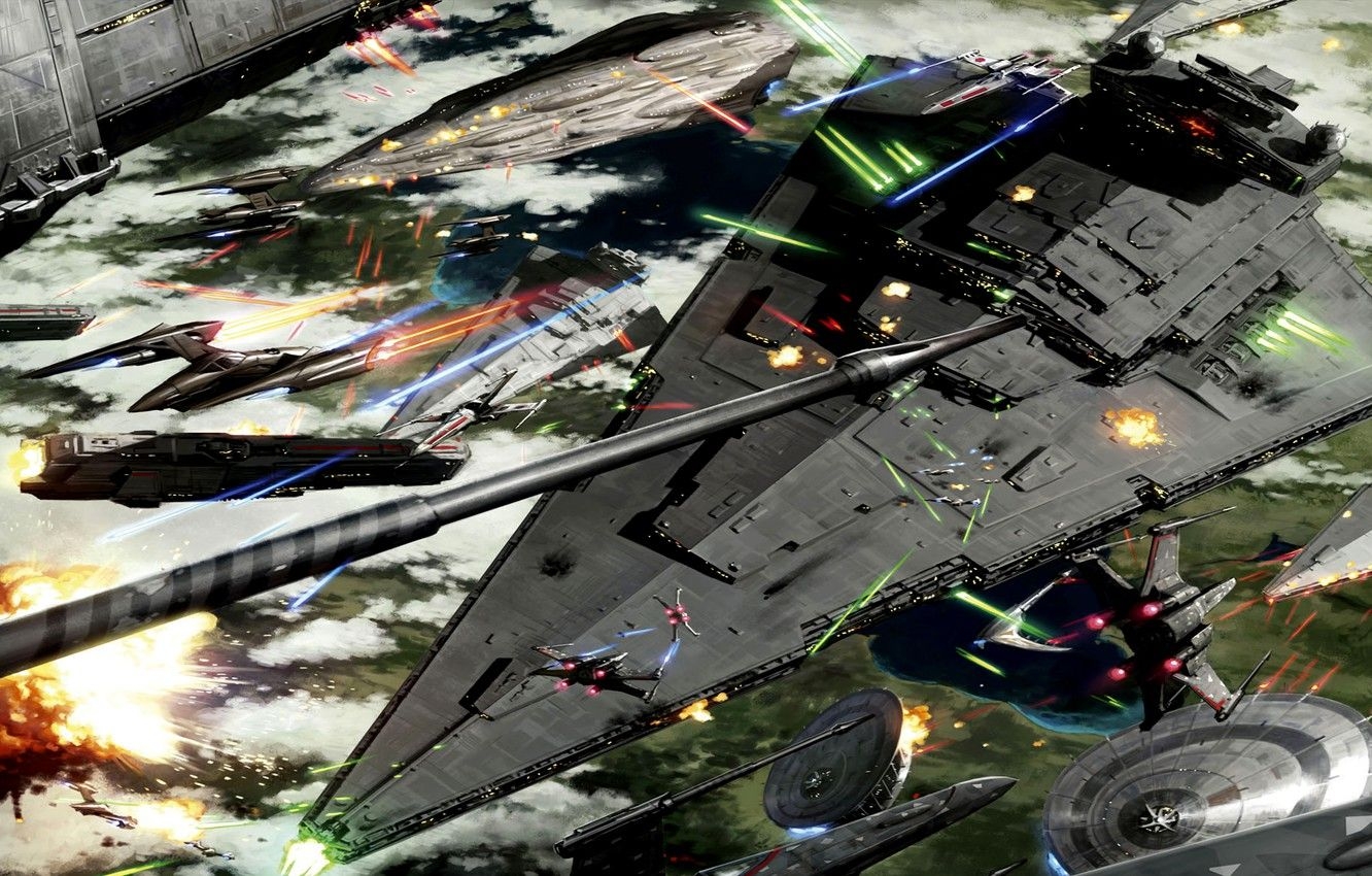 1340x850 Wallpaper Star Wars, Art, Space Battle, Battle of Kashyyyk image for desktop, section фантастика, Desktop