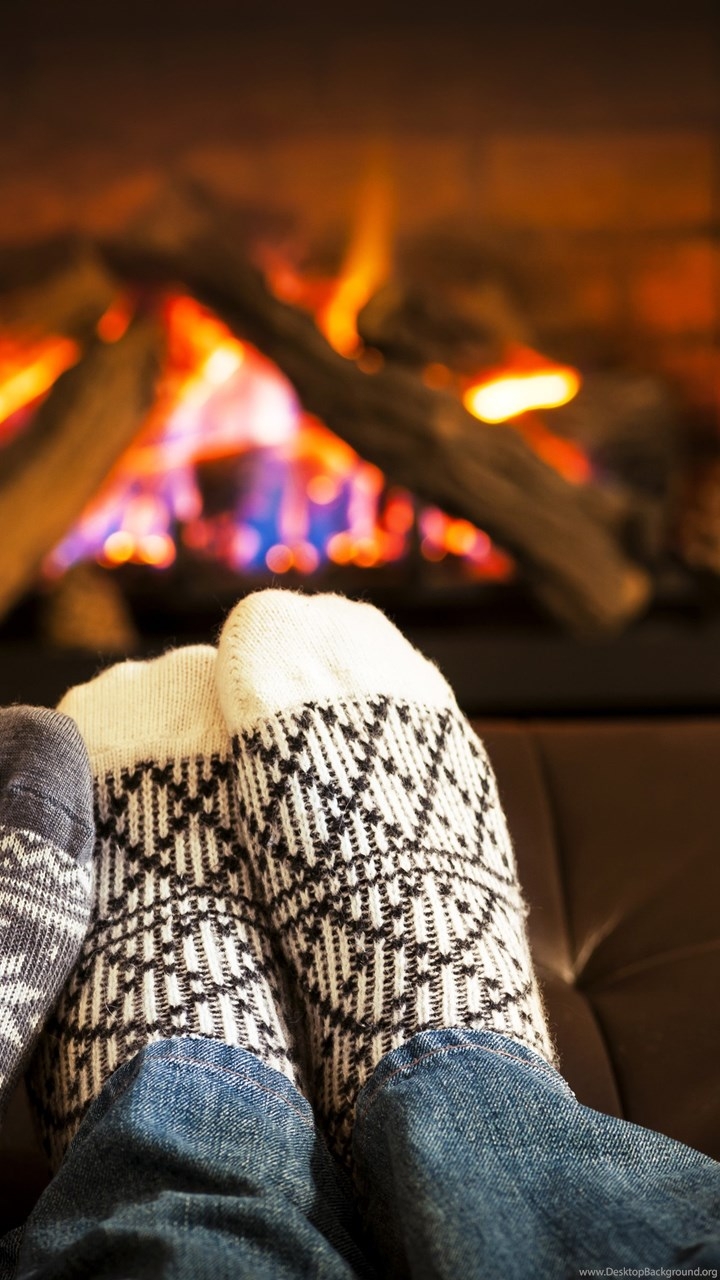 720x1280 Cozy Winter Fireplace Knitted Socks Desktop Wallpaper Desktop Background, Phone