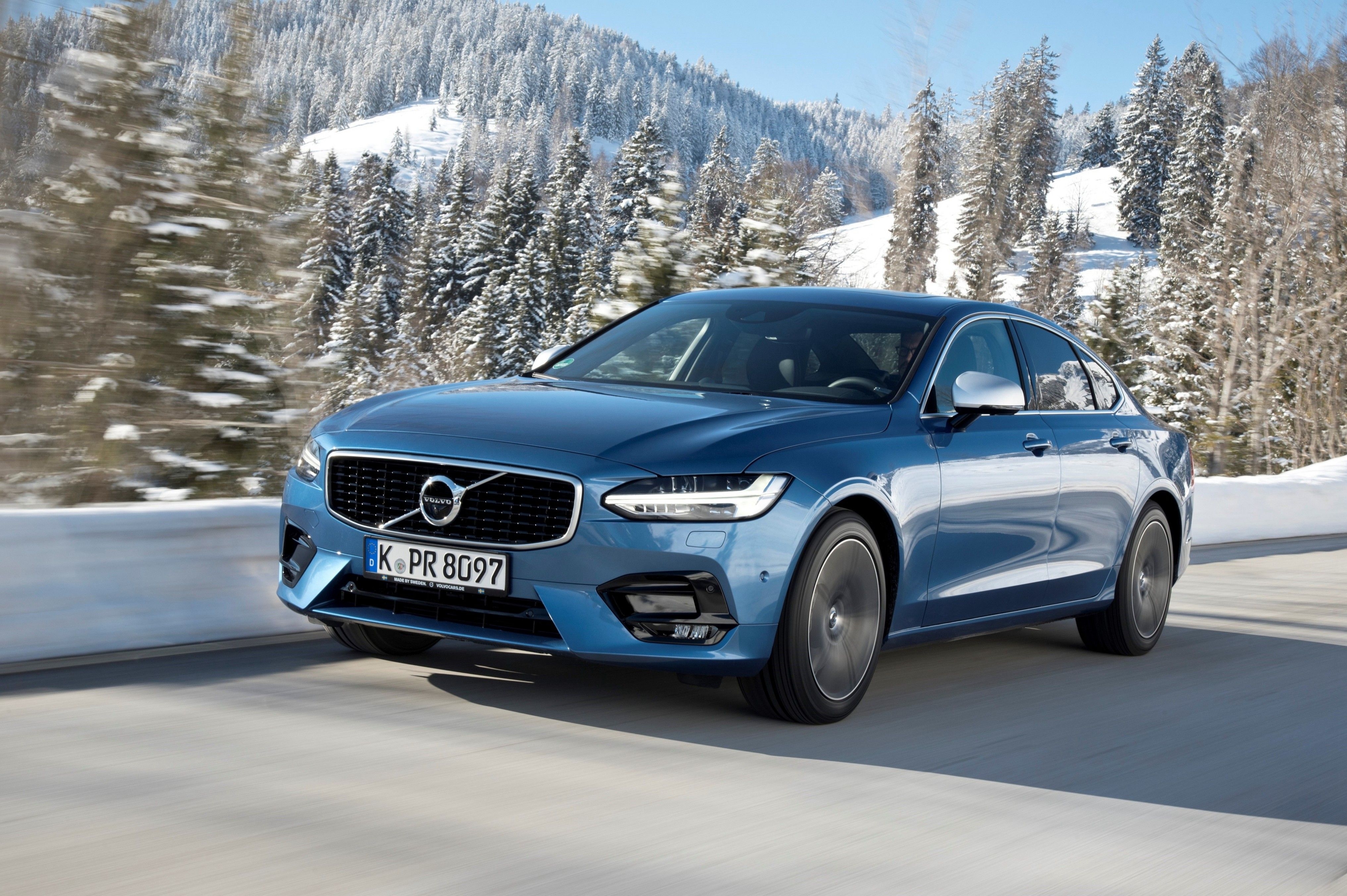 4070x2710 Download  Volvo S Blue, Road, Snow, Luxury, Cars, Desktop