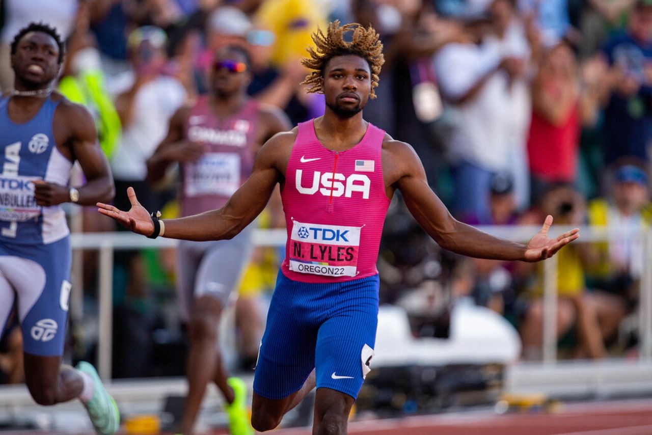 1280x860 Noah Lyles breaks American record, runs 19.31 to repeat as men's 200 meters champion at World Athletics Championships, Desktop