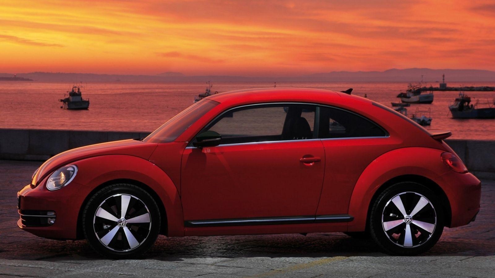 1600x900 Download Wallpaper  Volkswagen, Fusca, Red, Side view, Desktop