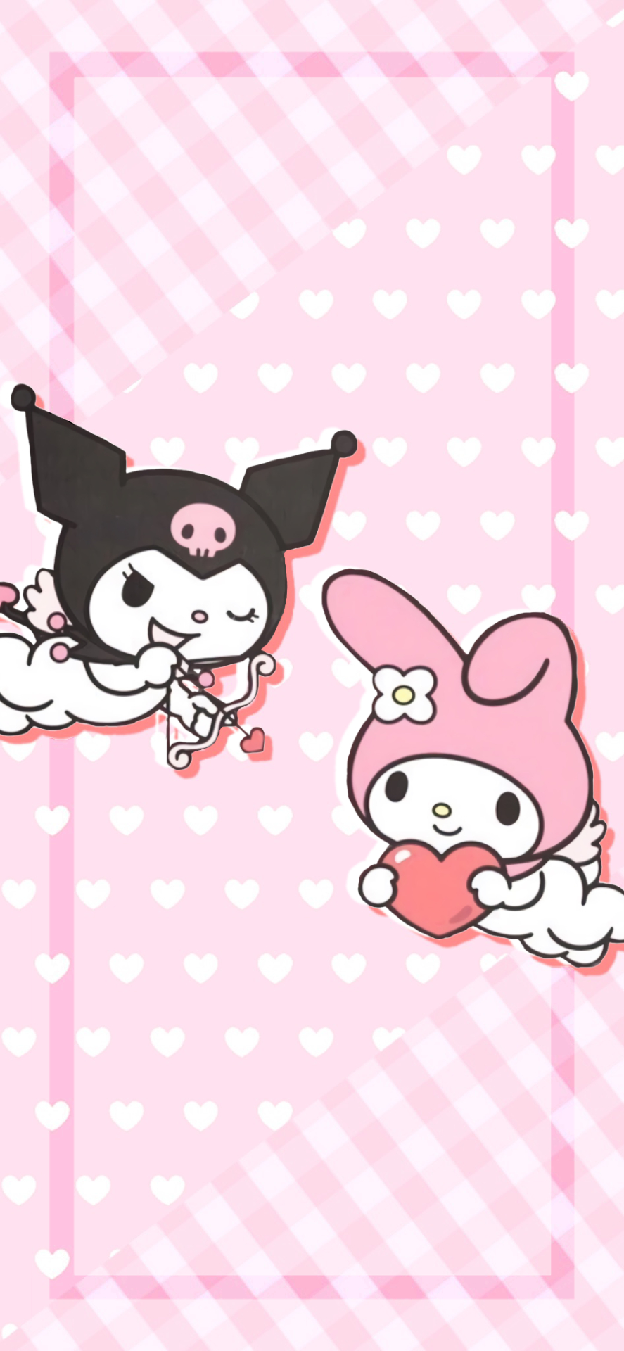 890x1920 pink kuromi and my melody wallpaper, Phone