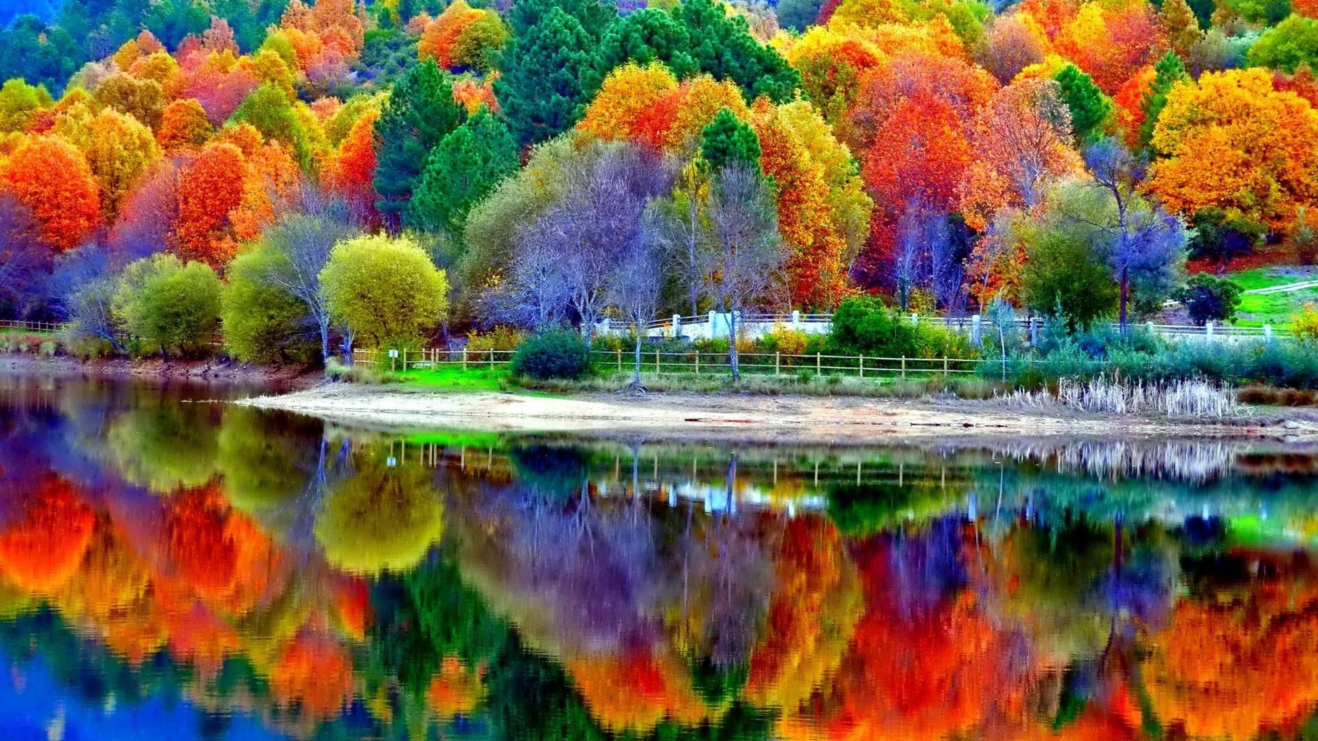 1920x1080 Download  Beautiful Autumn Lake Scenery Wallpaper, Desktop