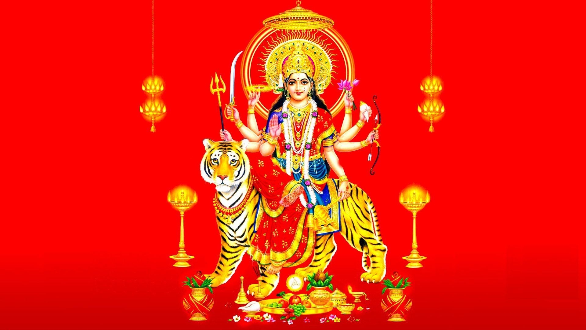 1920x1080 Hondu Goddess Durga Mata Hindu Religious HD Wallpaper 1920x1200, Wallpaper13.com, Desktop