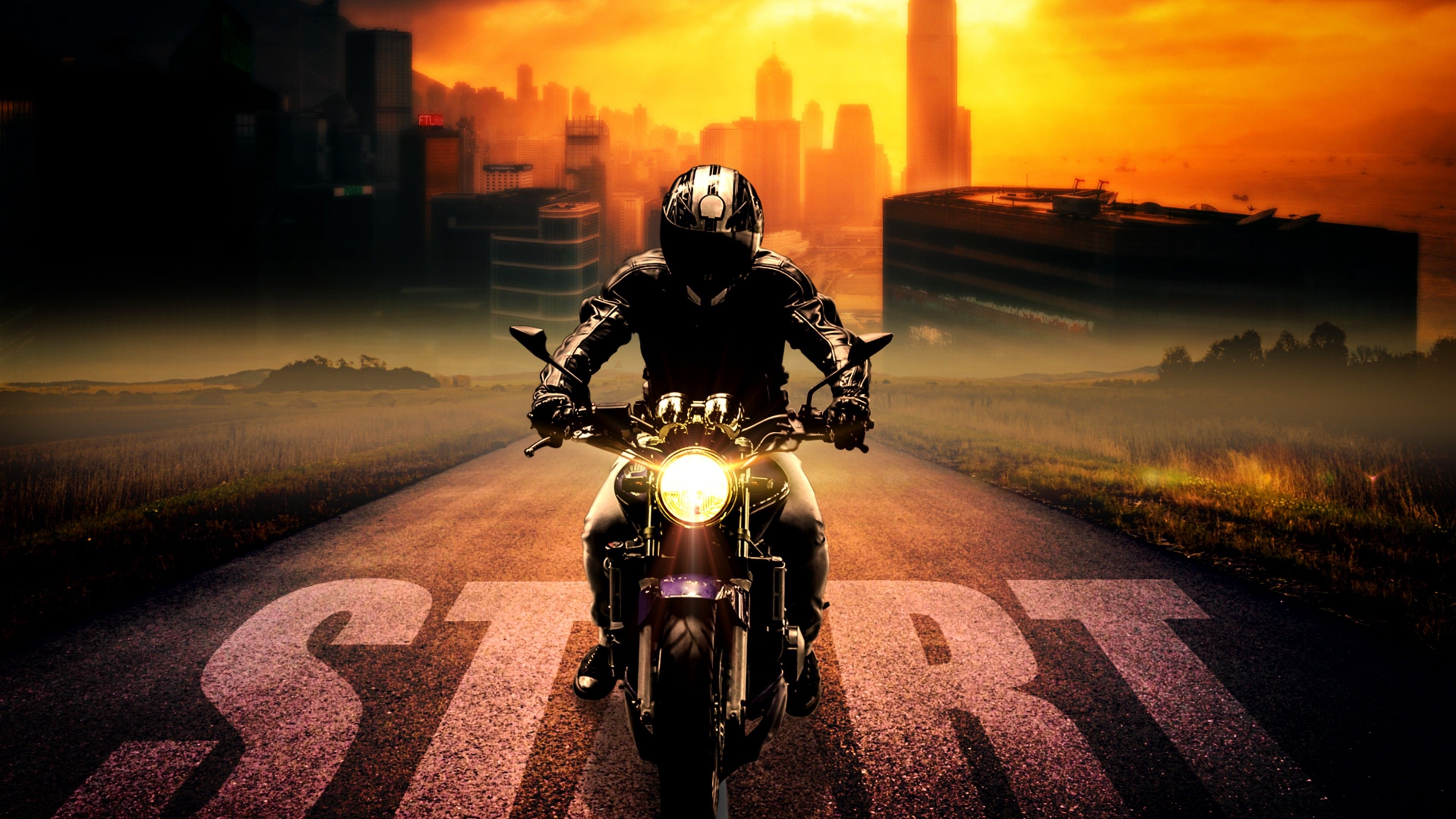 3840x2160 Wallpaper Biker, Motorcycle, Ride, Start, Night, 4K, 8K, Automotive / Bikes,. Wallpaper for iPhone, Android, Mobile and Desktop, Desktop