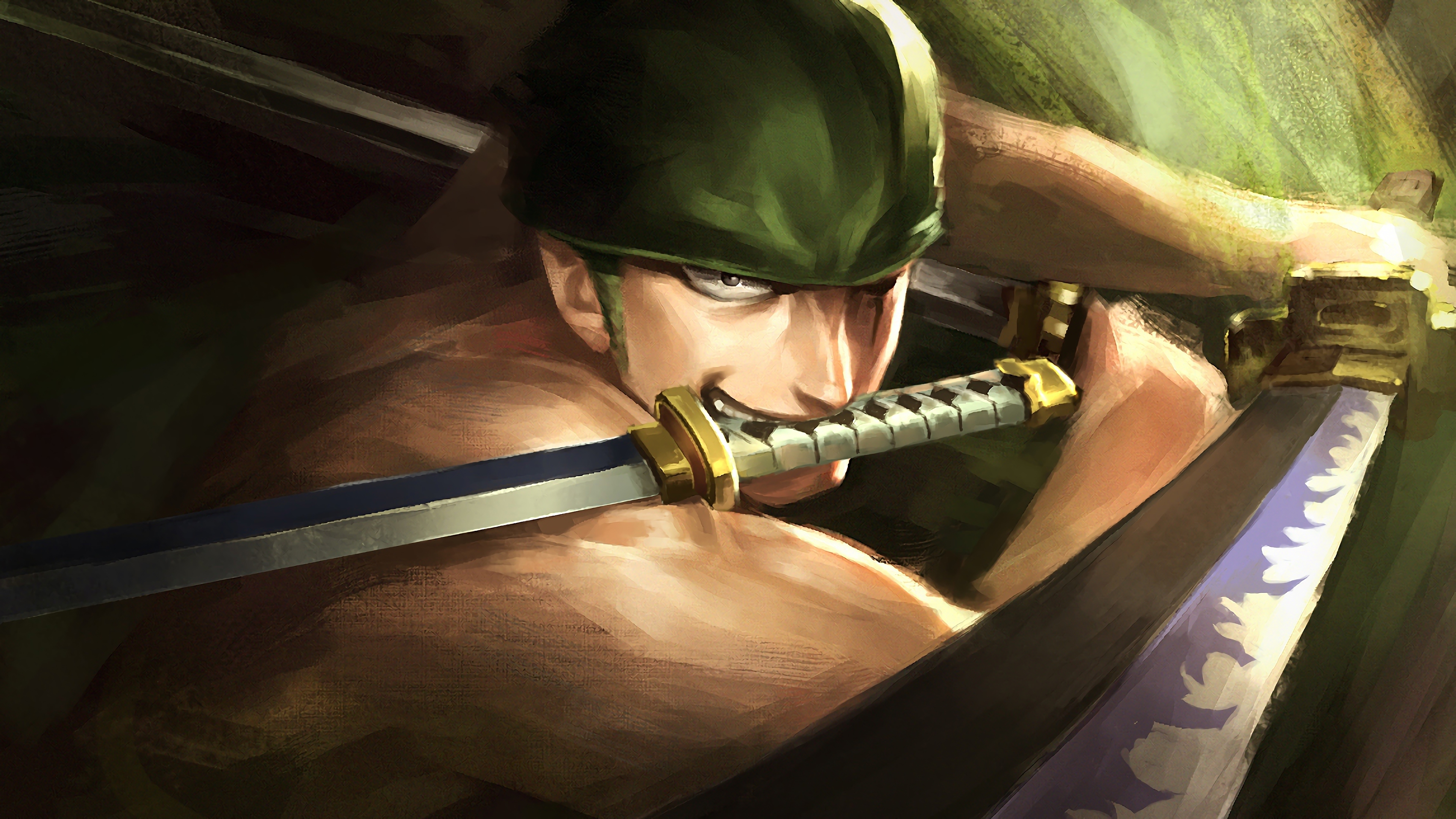 3840x2160 HD desktop wallpaper: Anime, Green Hair, Sword, Headband, One Piece, Roronoa Zoro download free picture, Desktop