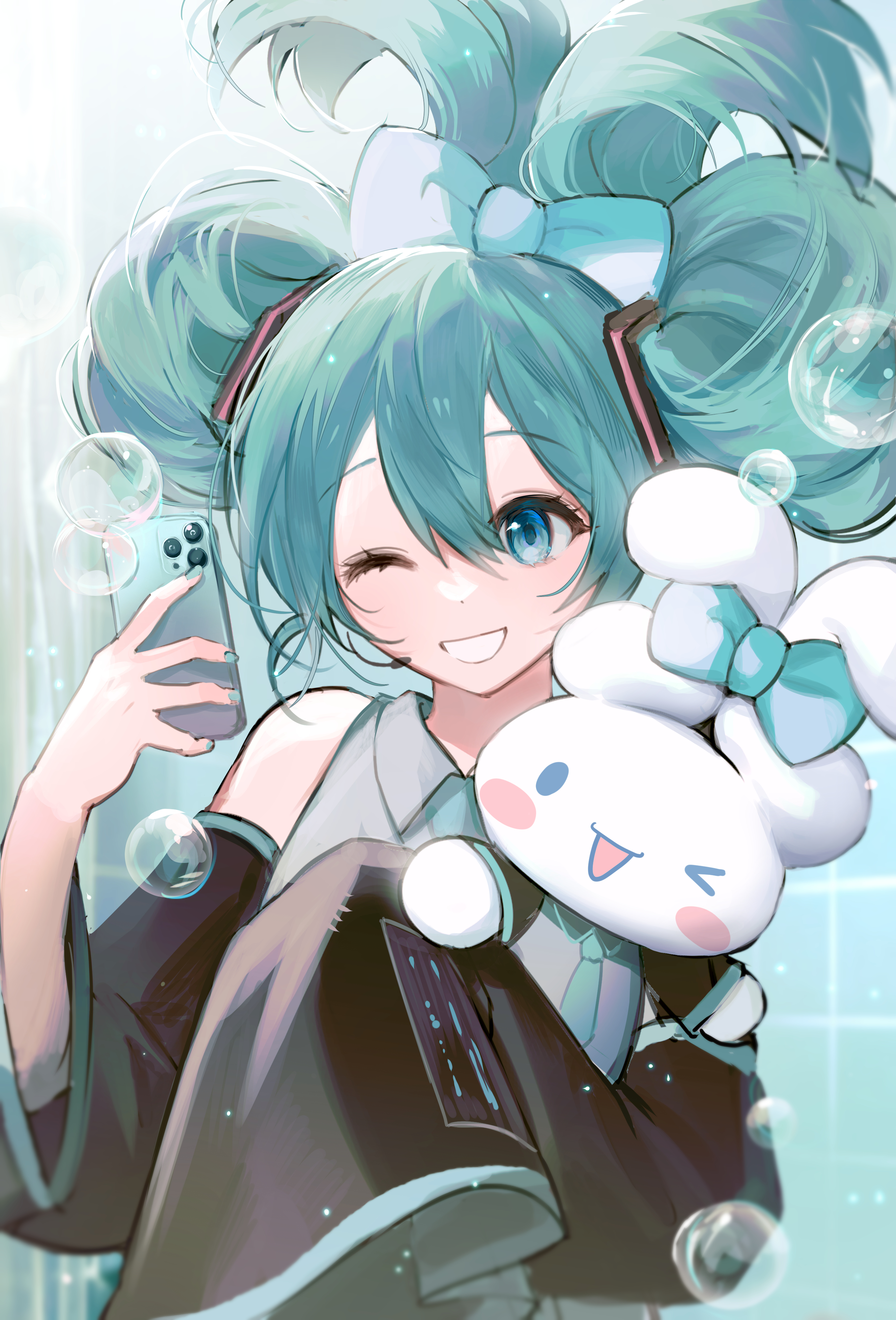 2720x4000 hatsune miku, cinnamiku, and cinnamoroll (vocaloid and 1 more) drawn, Phone