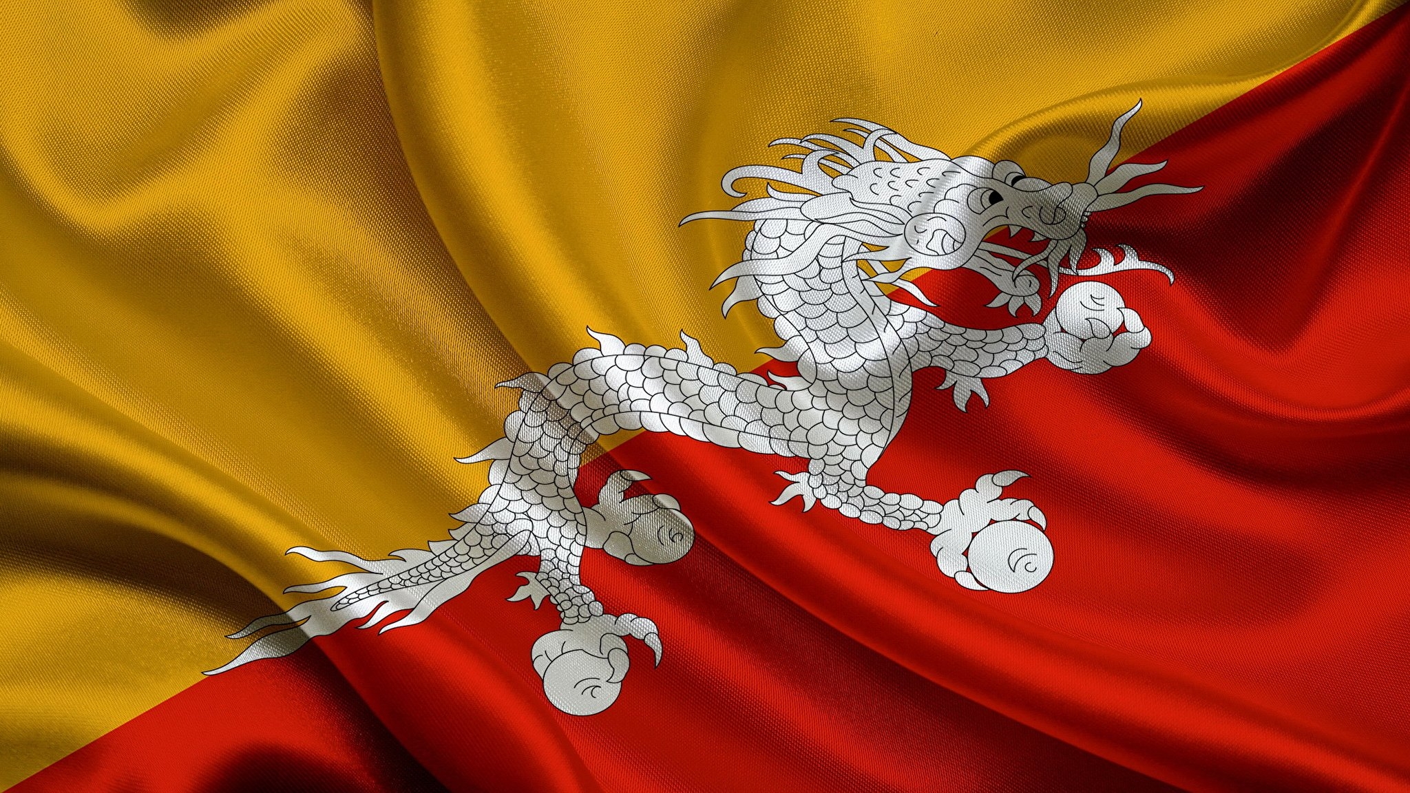 2050x1160 Image Dragons Bhutan Flag, Desktop