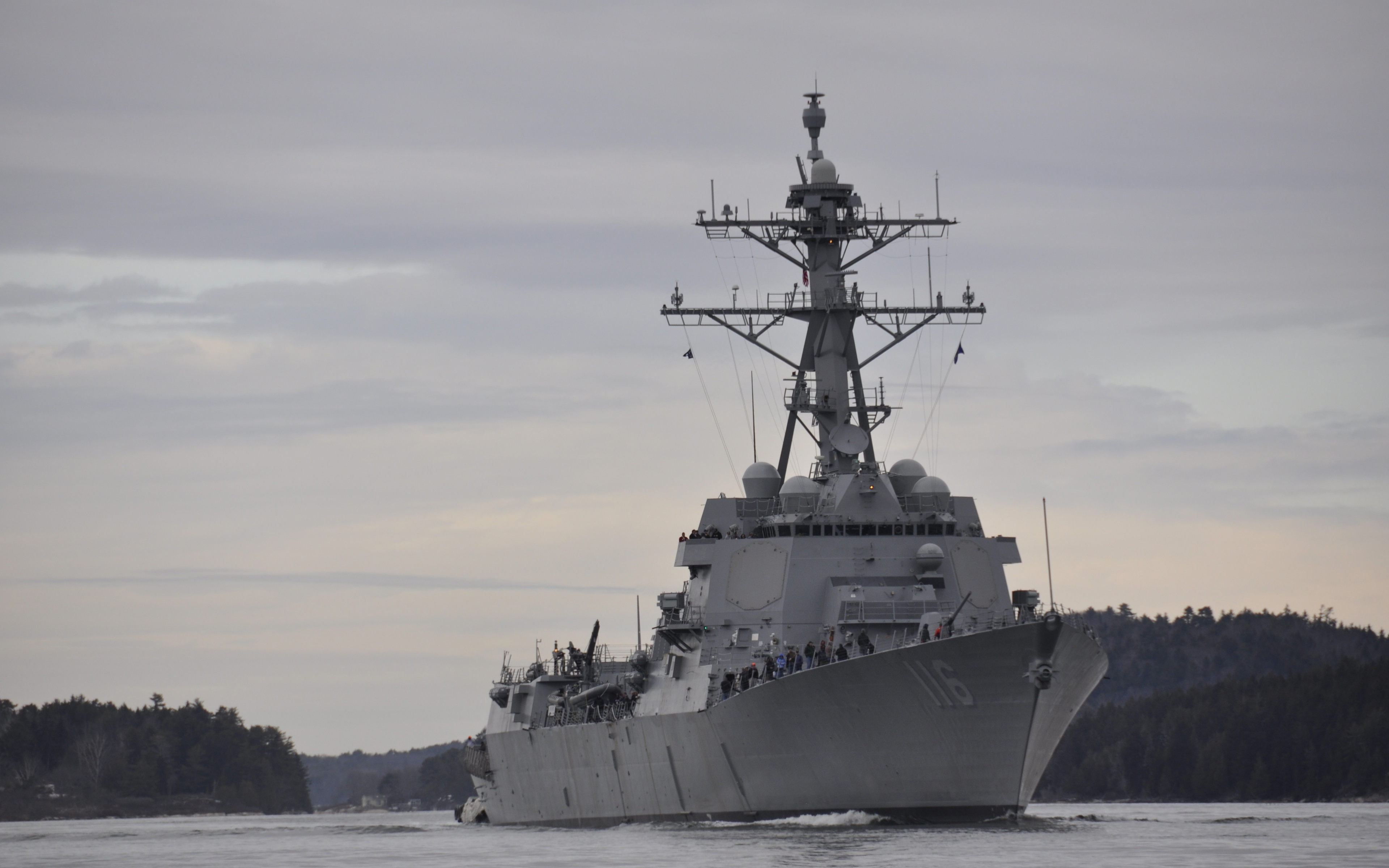 3840x2400 Download wallpaper USS Thomas Hudner, DDG- destroyer, US Navy, Desktop