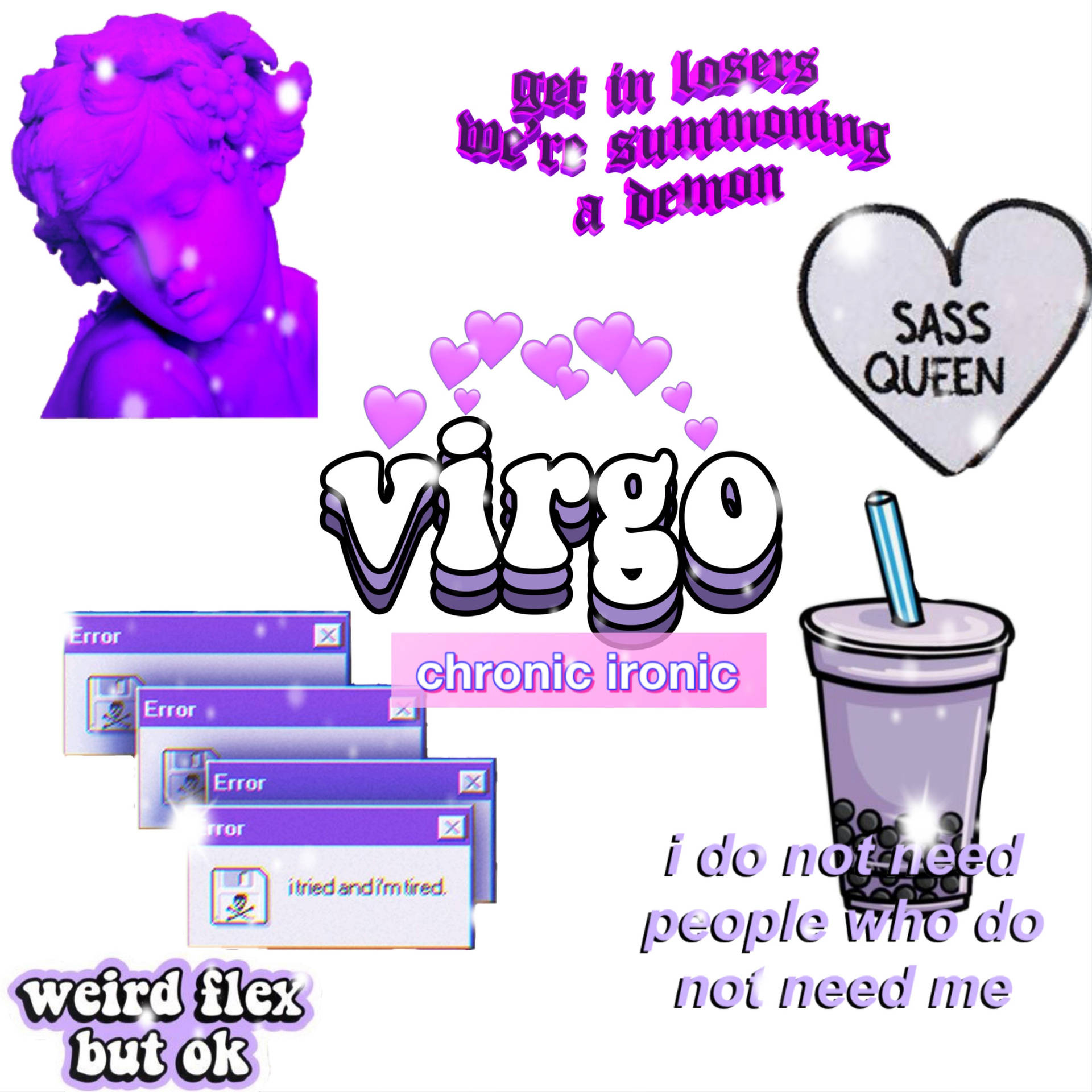 1920x1920 Download Virgo Zodiac Purple Collage Wallpaper, Phone