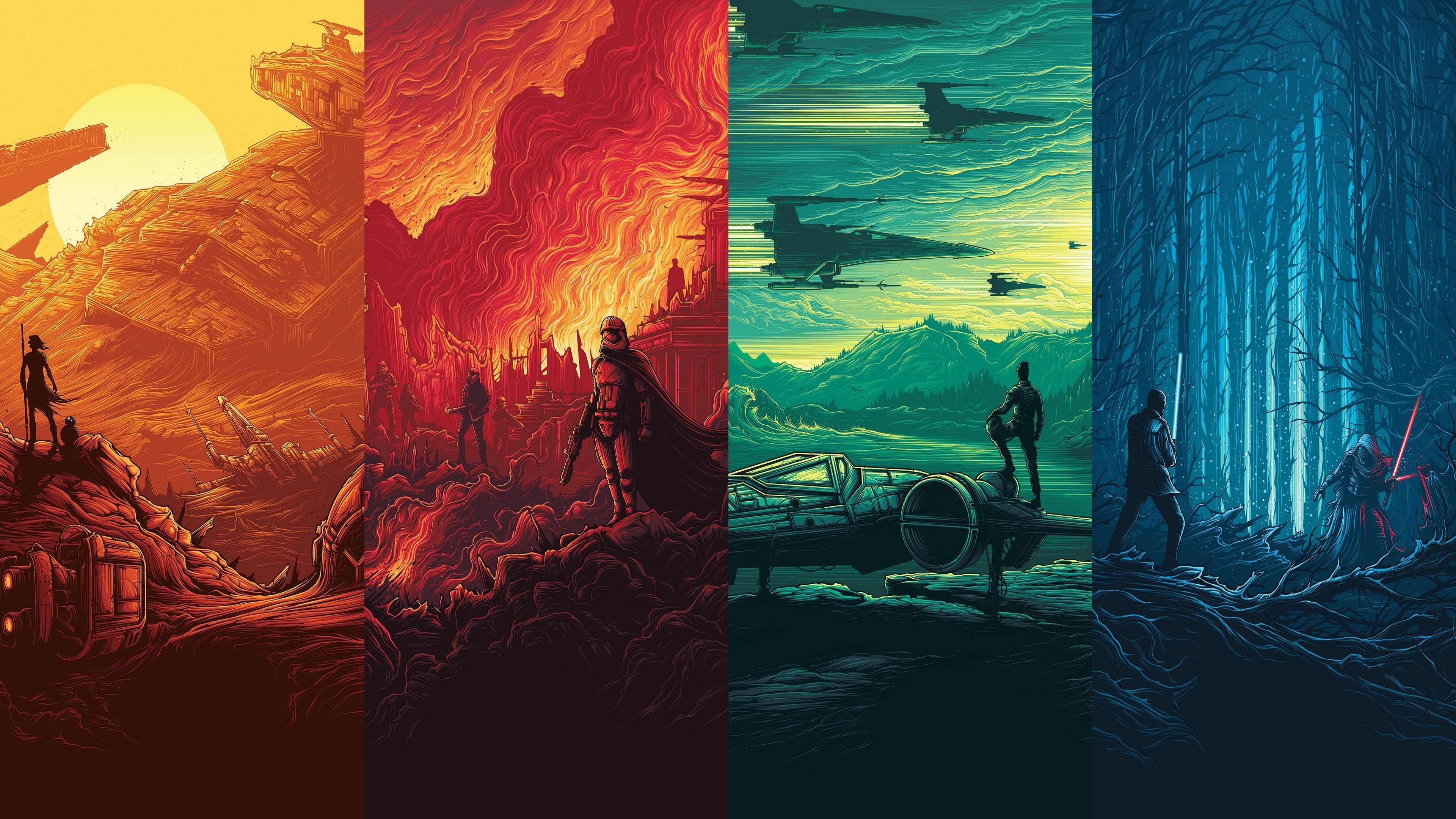 3840x2160 Wallpaper Star Wars, Paintings, Rebel Alliance, Galactic Empire, Desktop