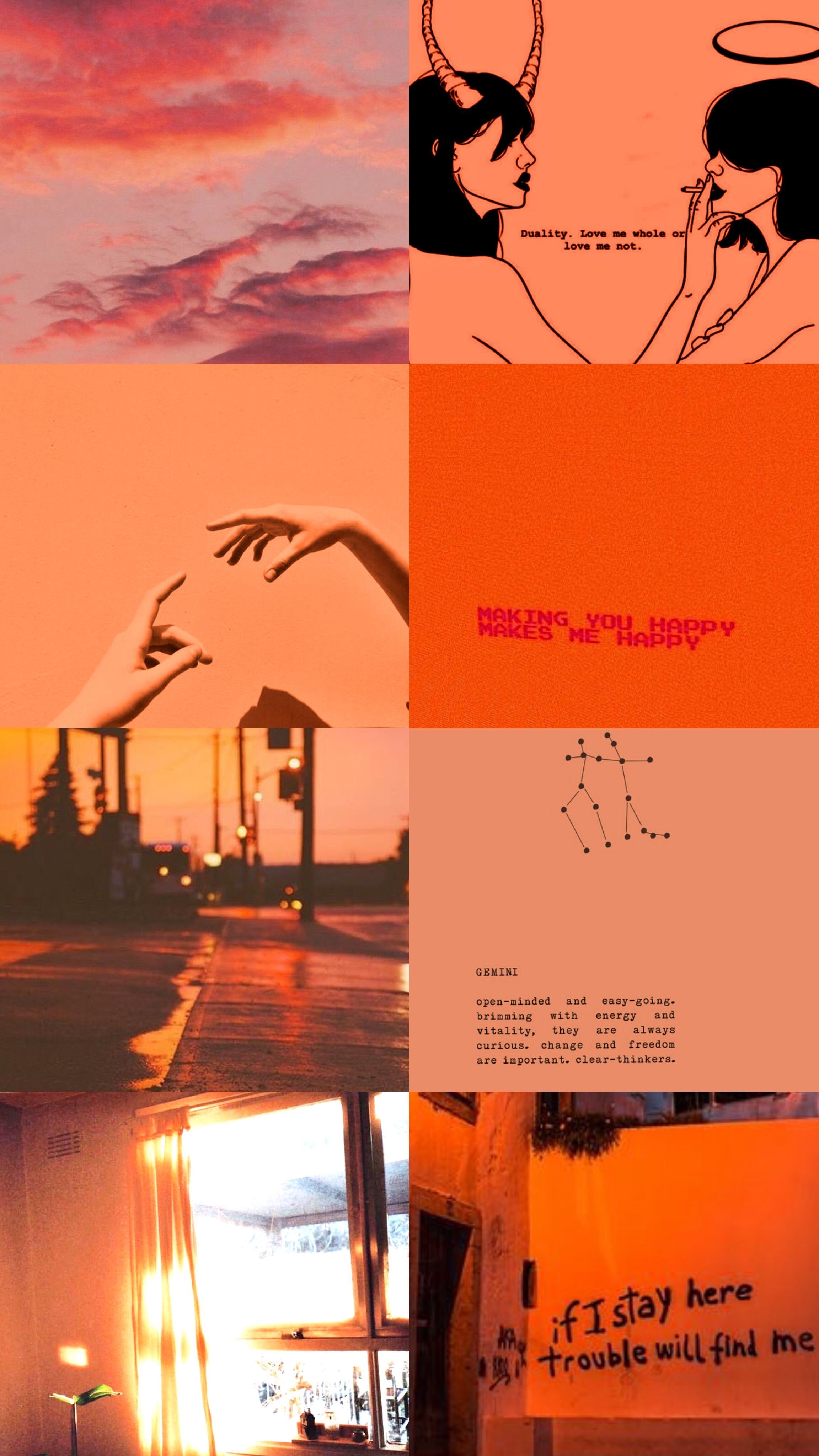 2310x4100 Gemini aesthetic in orange. Gemini wallpaper, Astrology gemini, Aesthetic picture, Phone