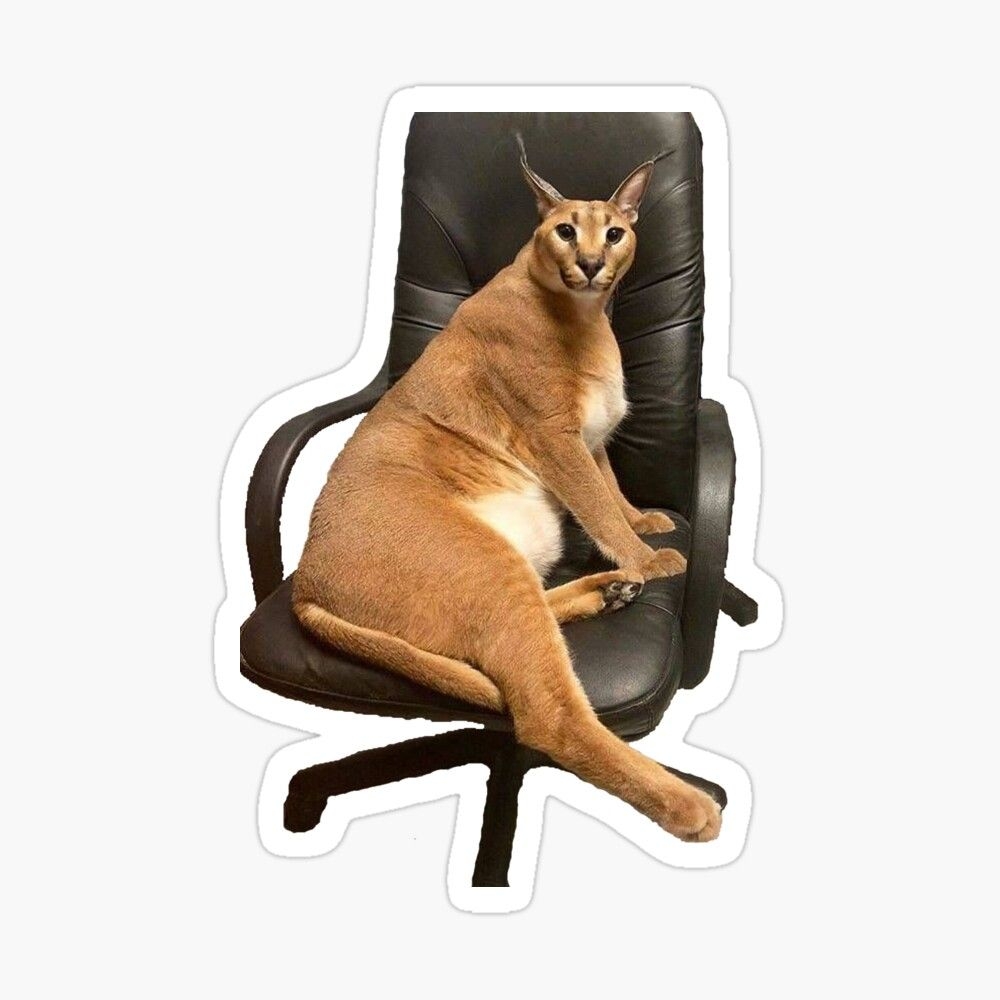 1000x1000 Big Floppa chair Sticker by neuronic. Cat memes, Cute stickers, Animals, Phone