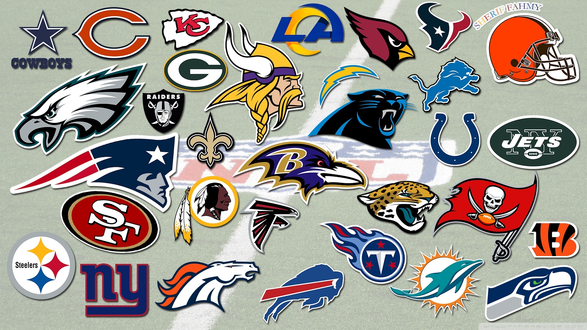 1920x1080 NFL Teams Logos Ultra HD Desktop Background Wallpaper for 4K UHD TV, Tablet, Desktop