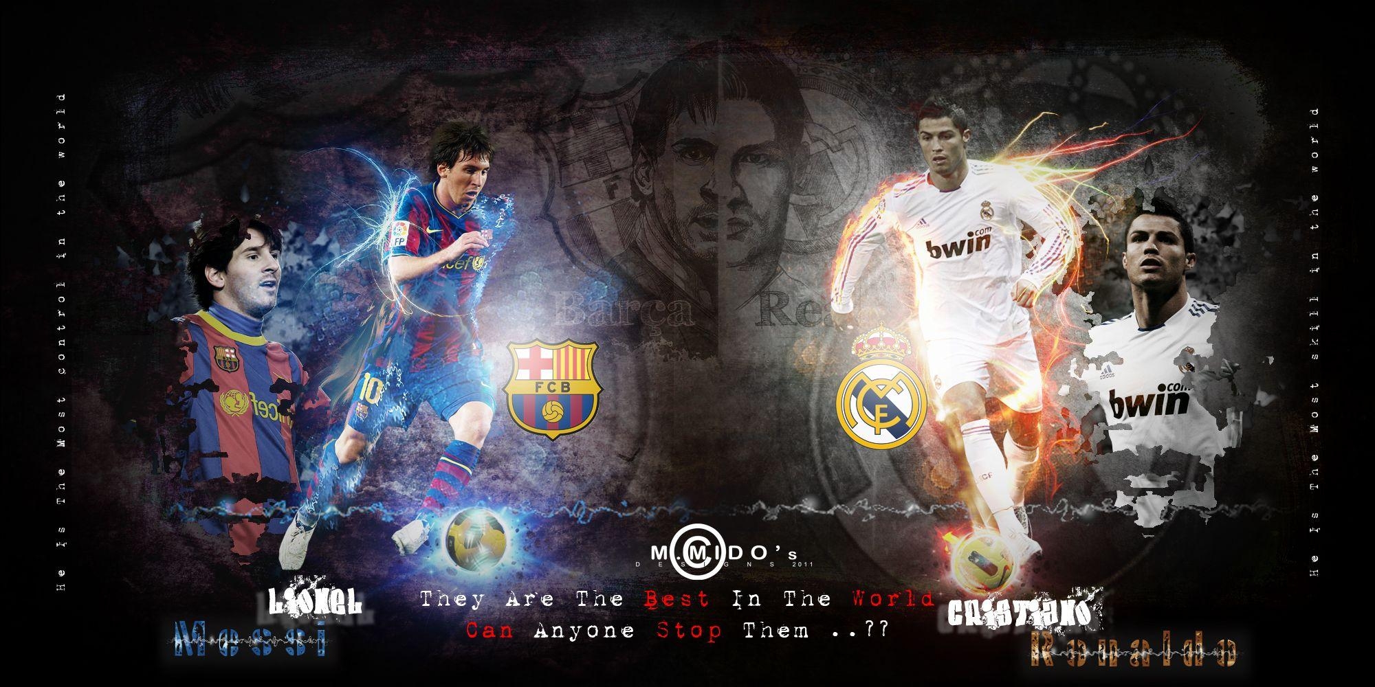 2000x1000 Messi Neymar Ronaldo Wallpaper, Dual Screen