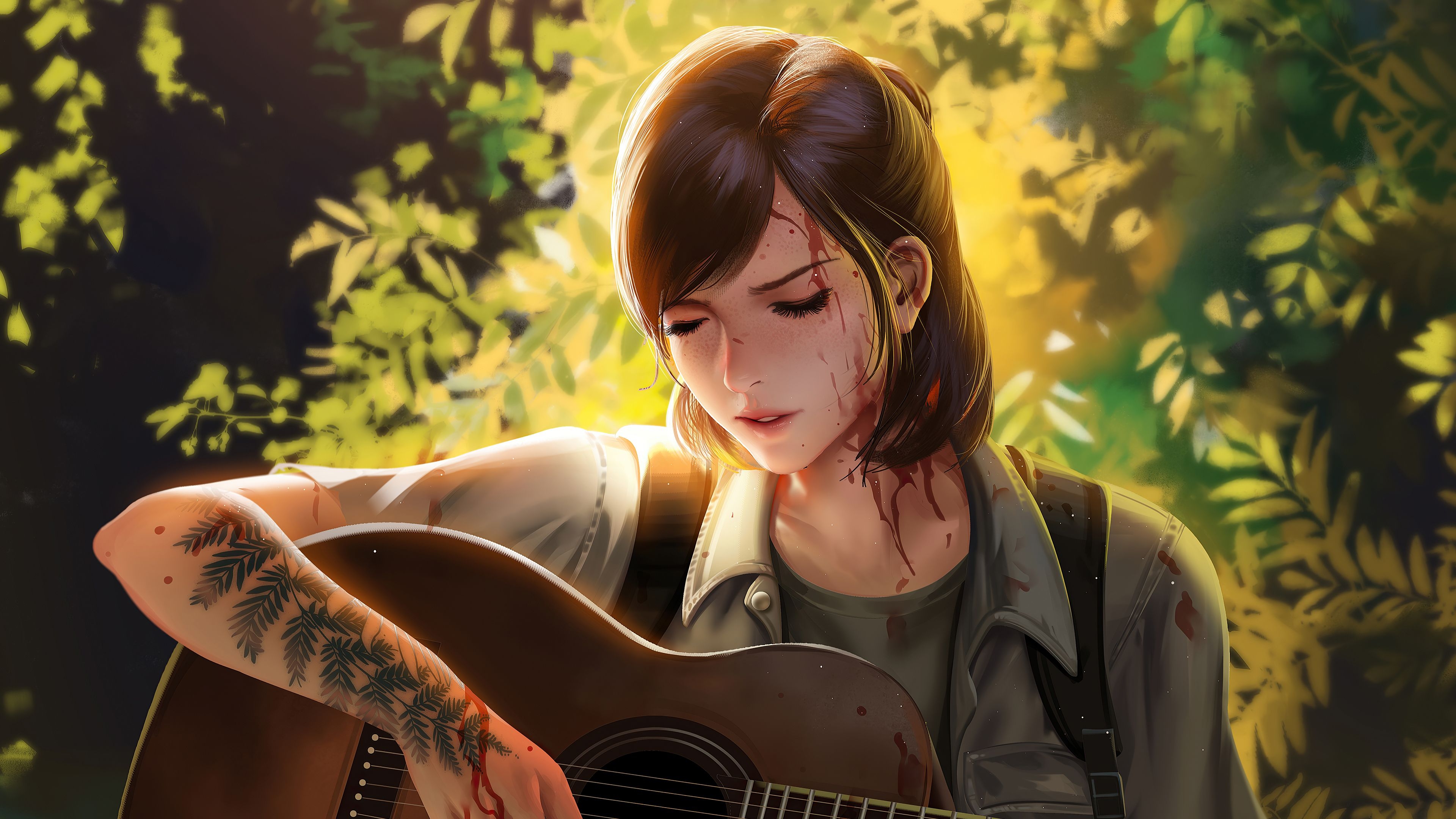 3840x2160 Artwork Ellie Williams The Last Of Us The Last Of Us 2 Digital Art Fan Art Digital Painting Guitar T Wallpaper:, Desktop