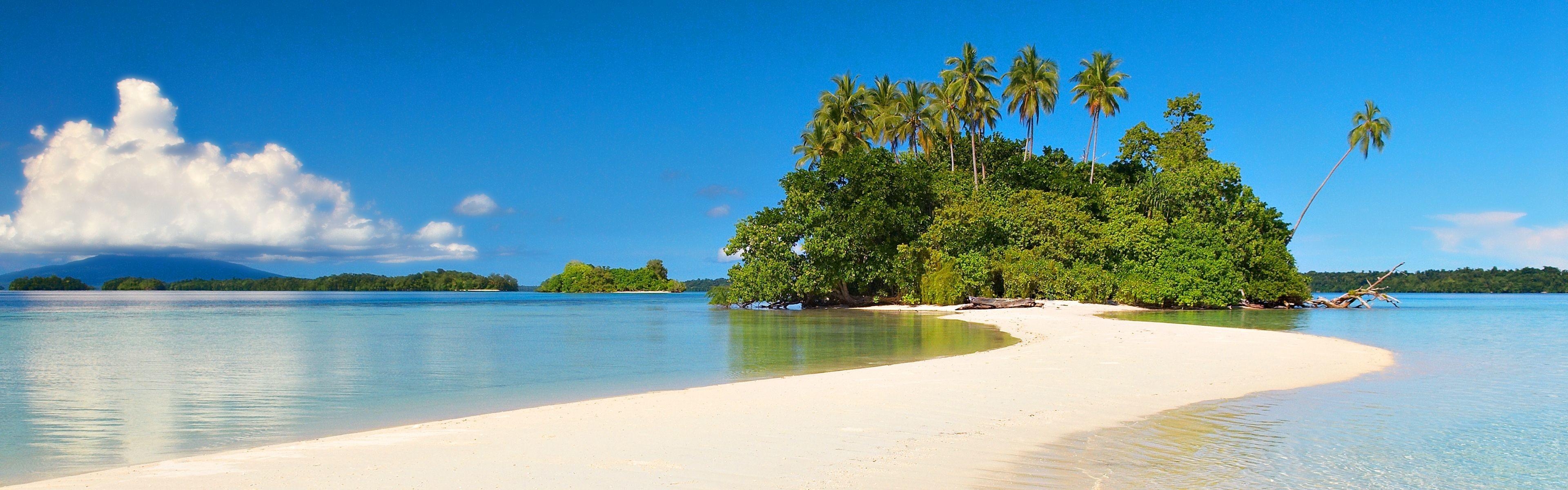 3840x1200 Beach Panorama Wallpaper, Dual Screen