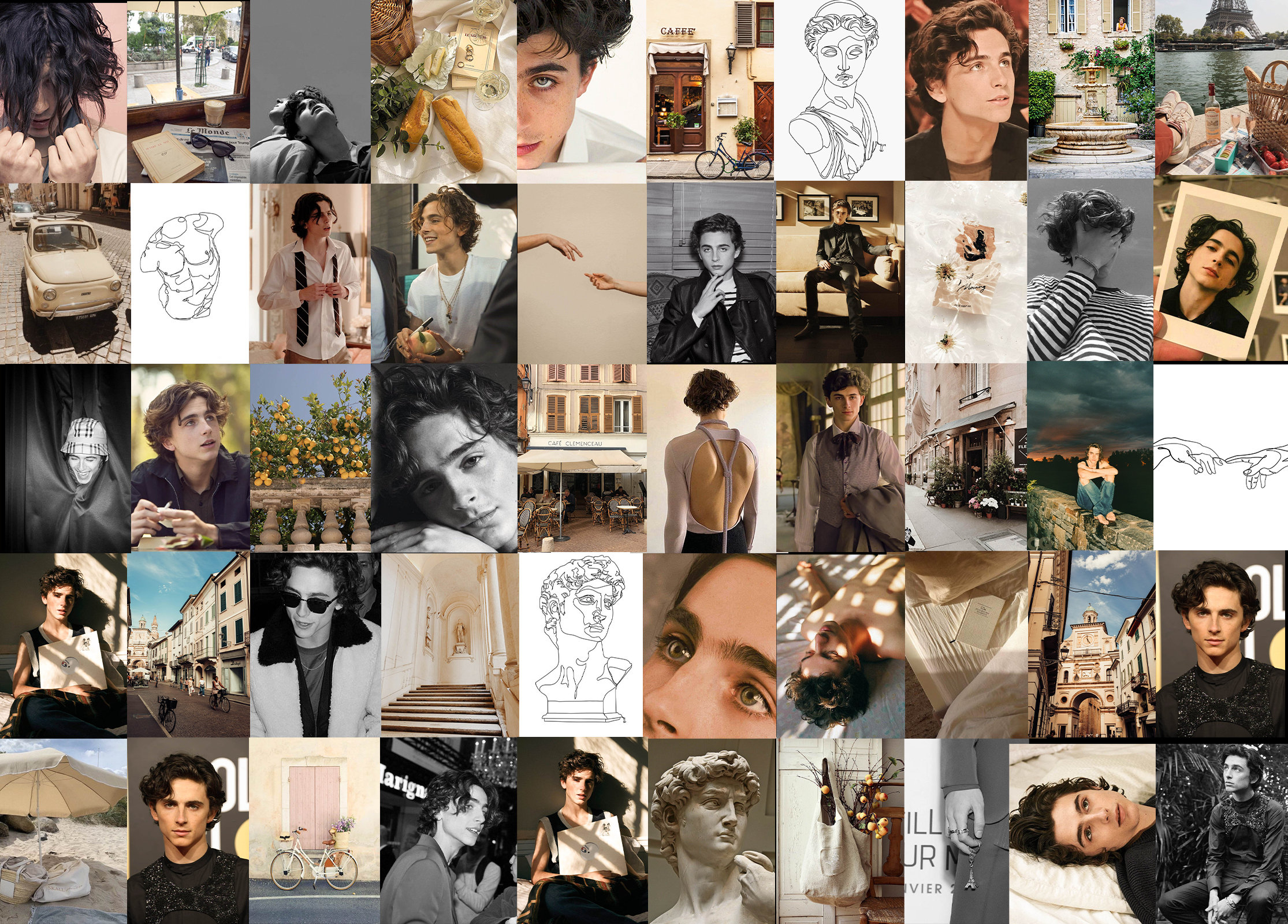 2230x1600 60pcs Timothée Chalamet Crema DIGITAL Wall Collage Kit, Desktop