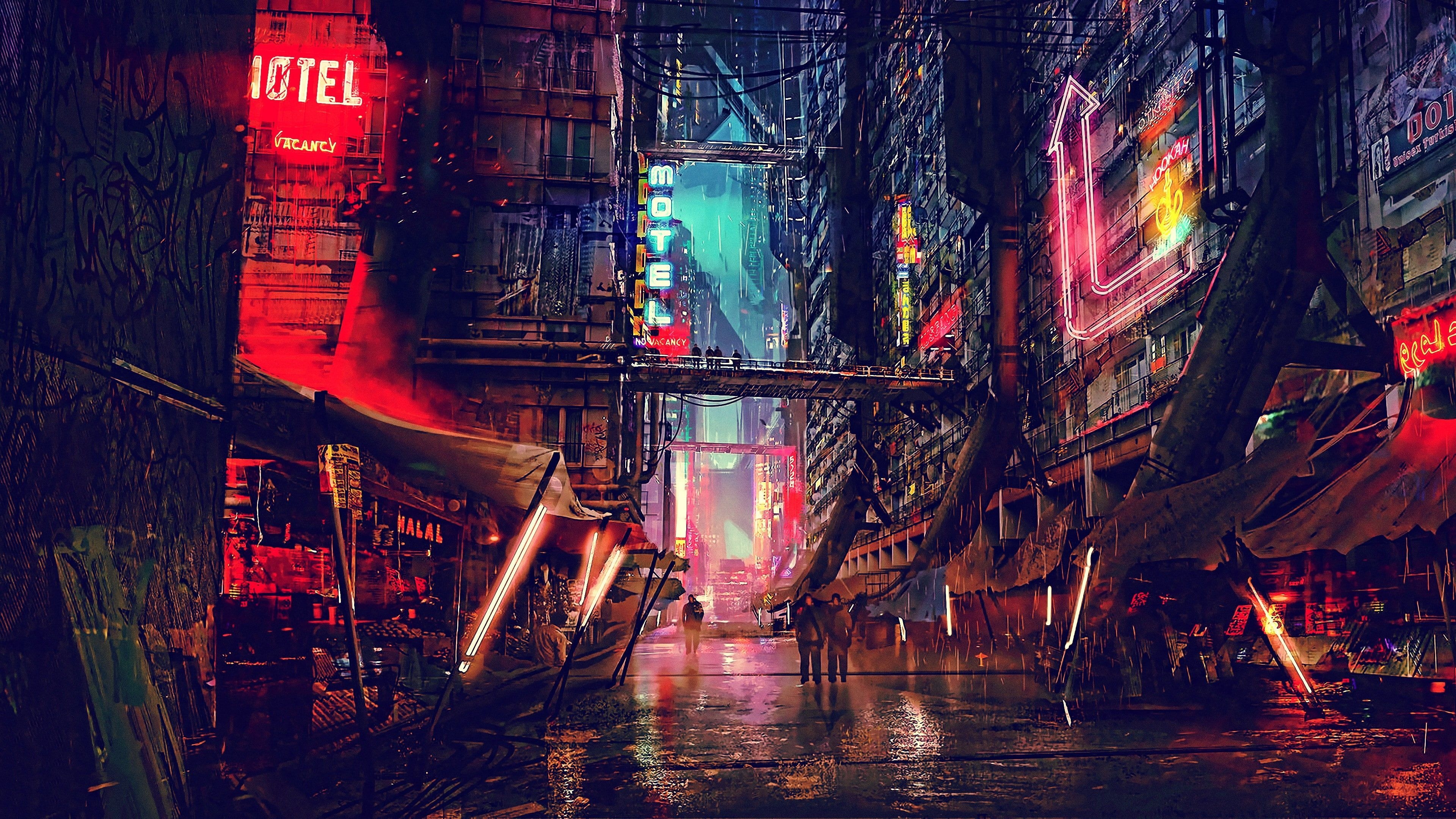 3840x2160 street #art #artwork digital art futuristic city #darkness science fiction # scifi #cyberpunk #city #night. Futuristic city, Building illustration, Cyberpunk city, Desktop