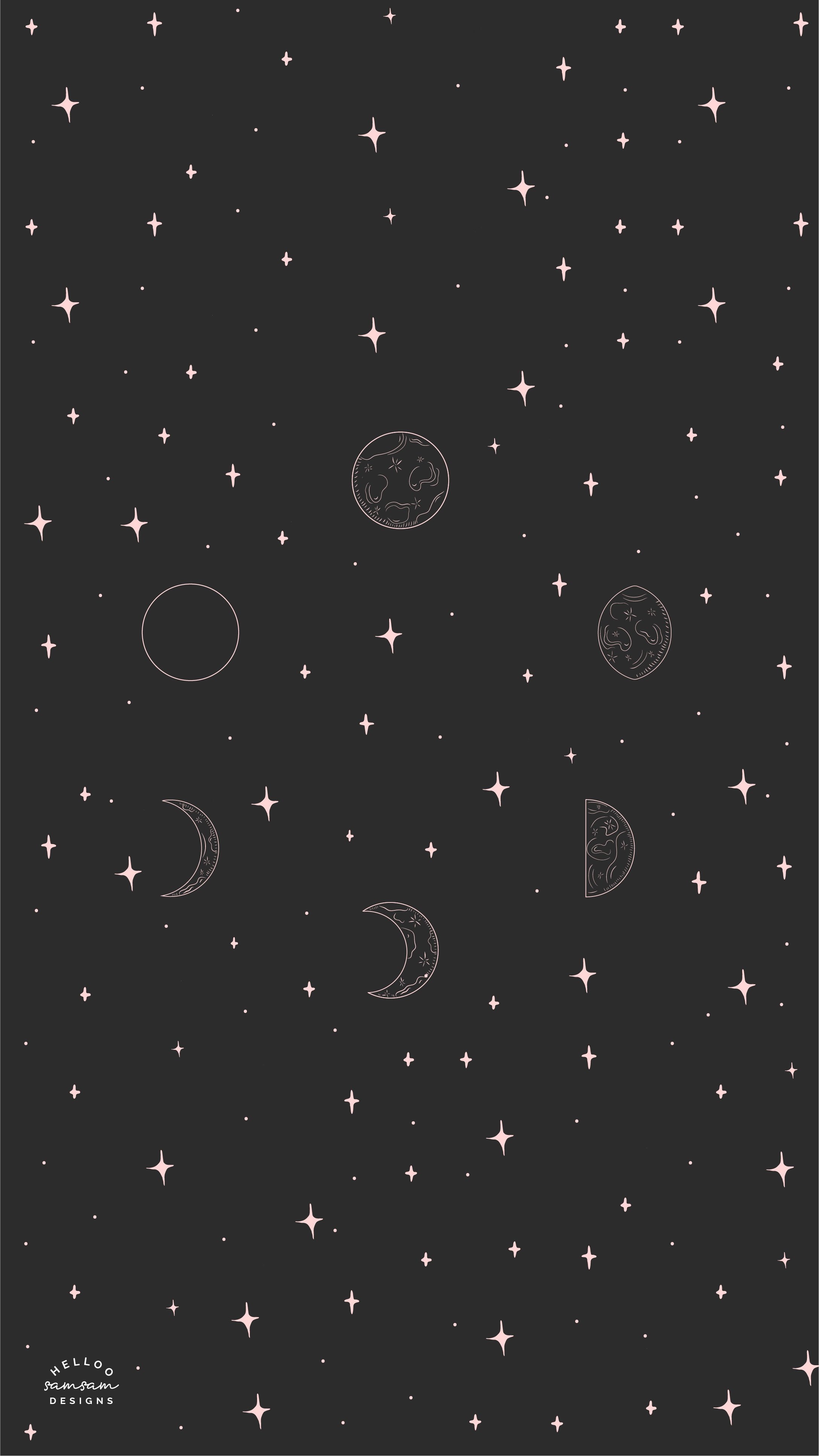 2180x3870 Free Moon Phases Tech Wallpaper, Phone