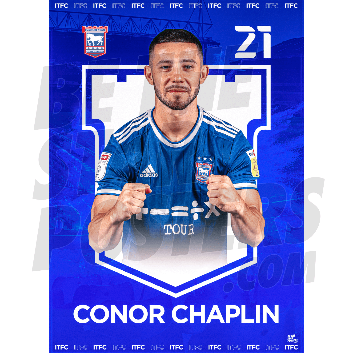 1500x1500 Chaplin Ipswich Town FC Headshot Poster A4 21 22, Phone