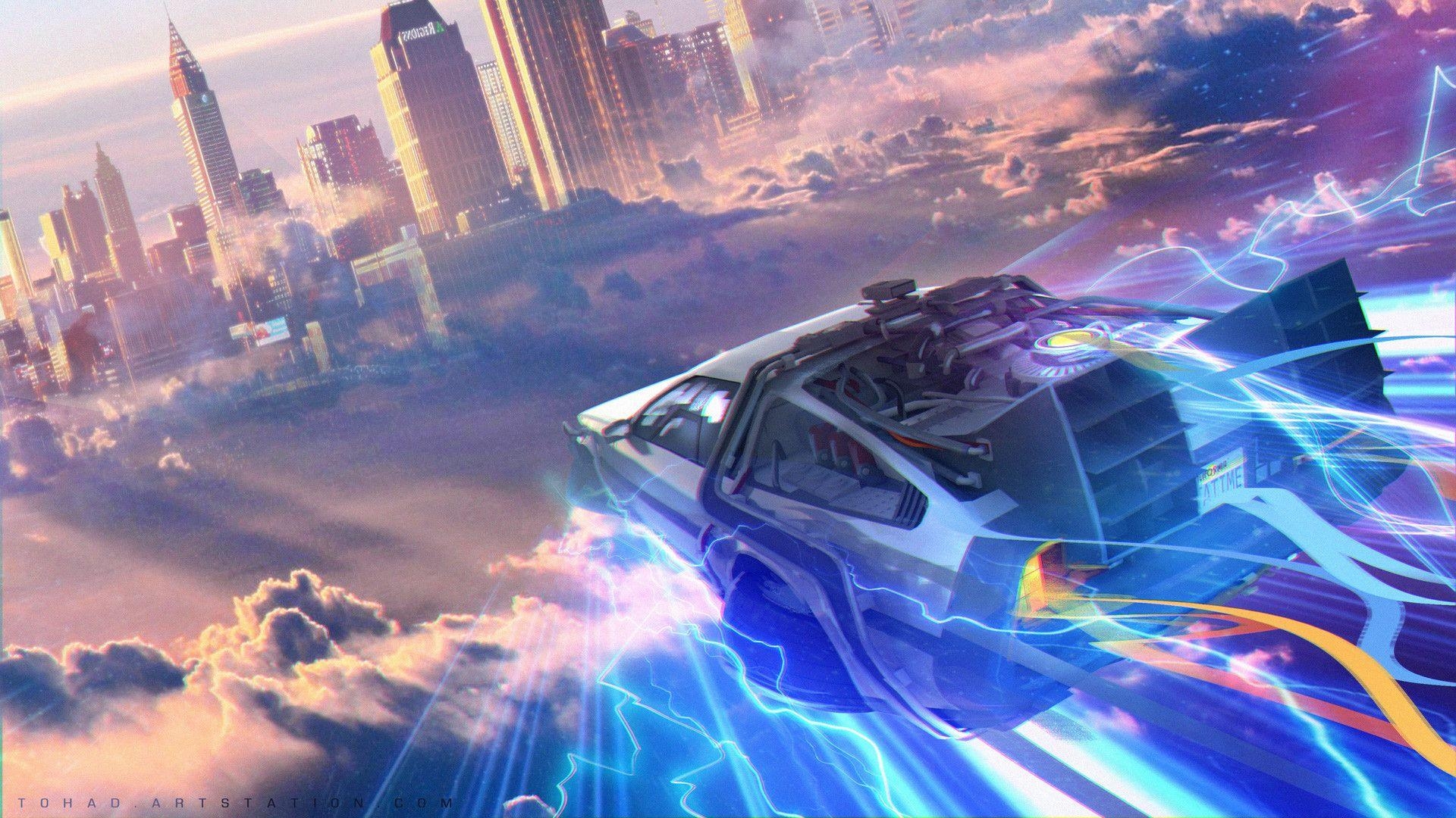 1920x1080 Back To The Future DMC DeLorean Artwork 1600x900 Resolution, Desktop