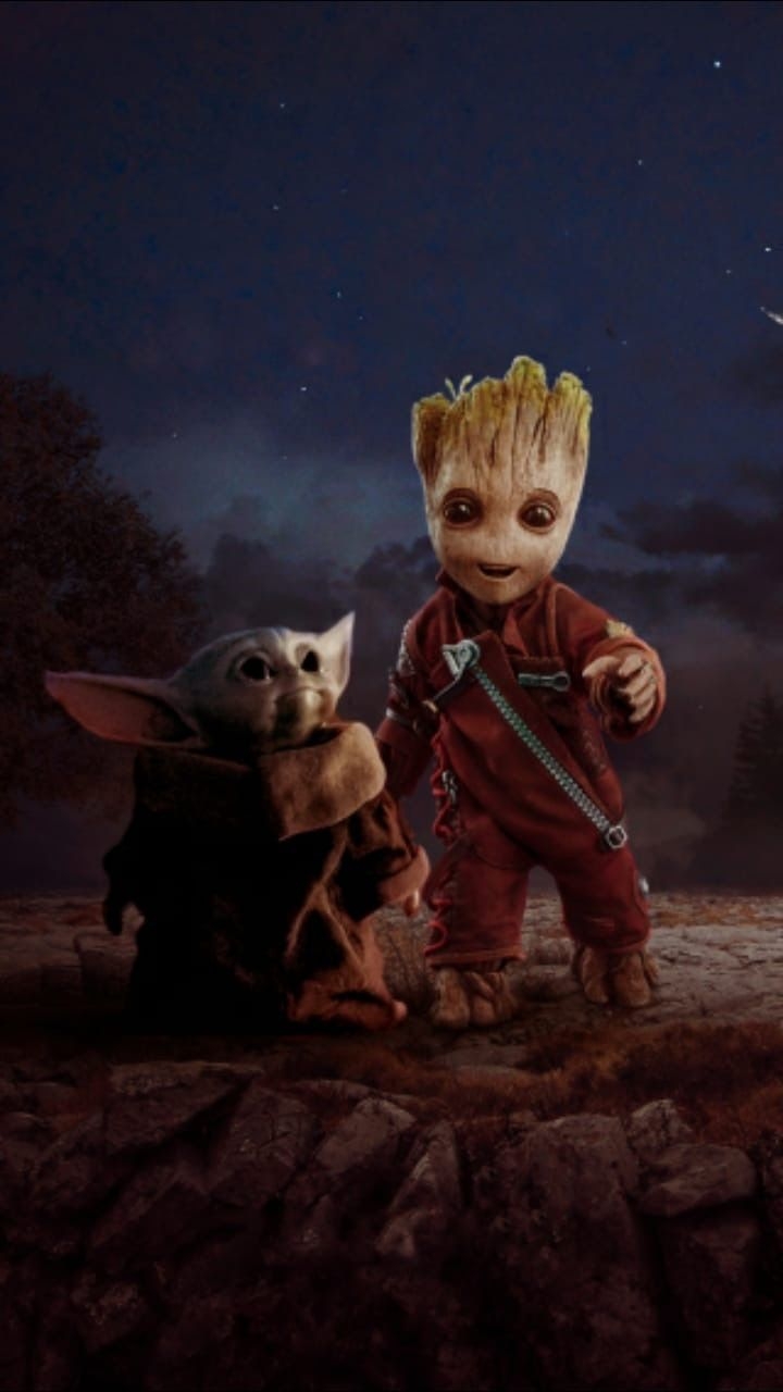 720x1280 Baby Yoda & Baby Groot. Yoda wallpaper, Yoda image, Baby groot, Phone