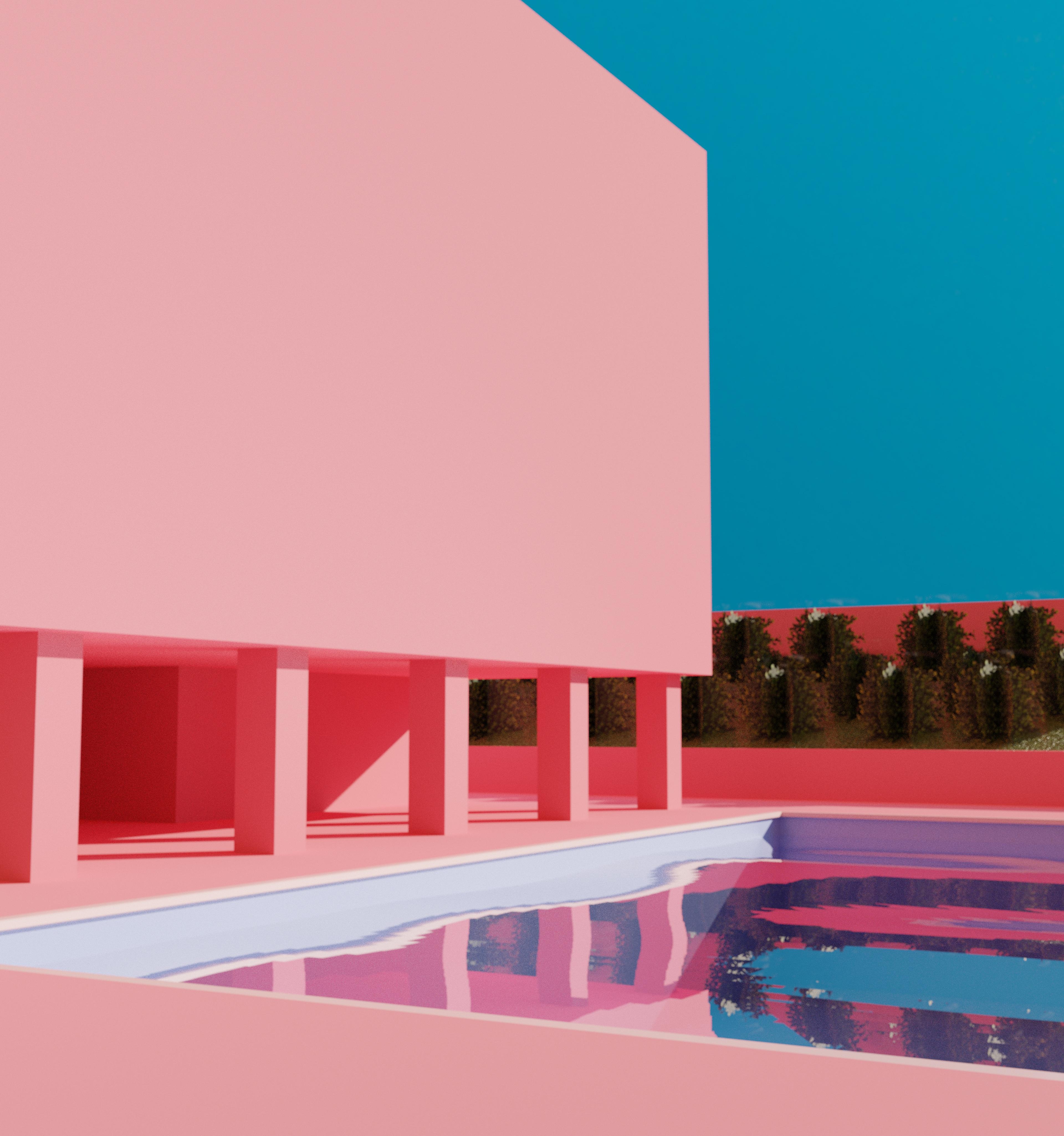 3840x4100 Something I made in Blender inspired by the Liminal Space subreddit: VaporwaveAesthetics, Phone